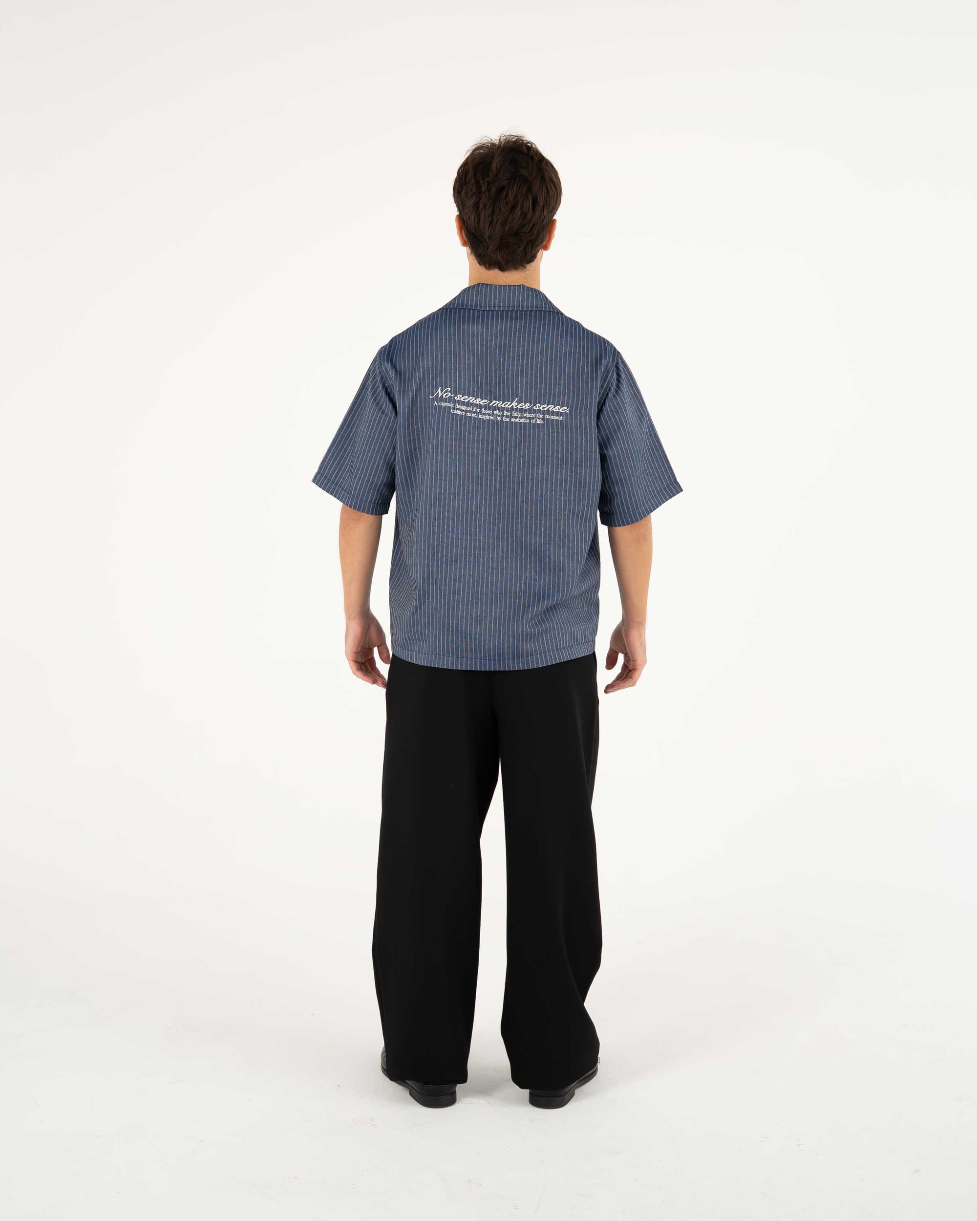 Navy Blue Striped Shirt