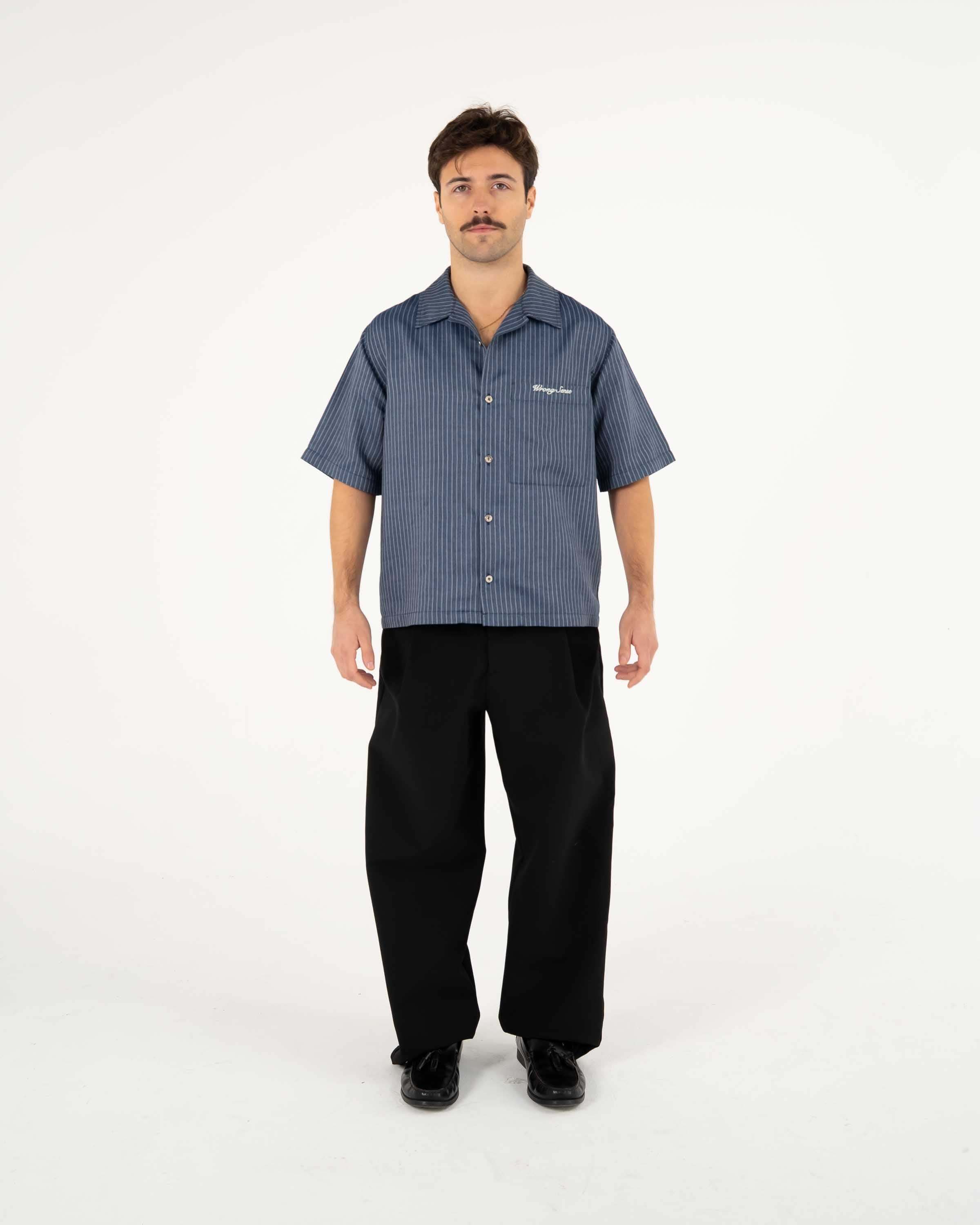 Navy Blue Striped Shirt