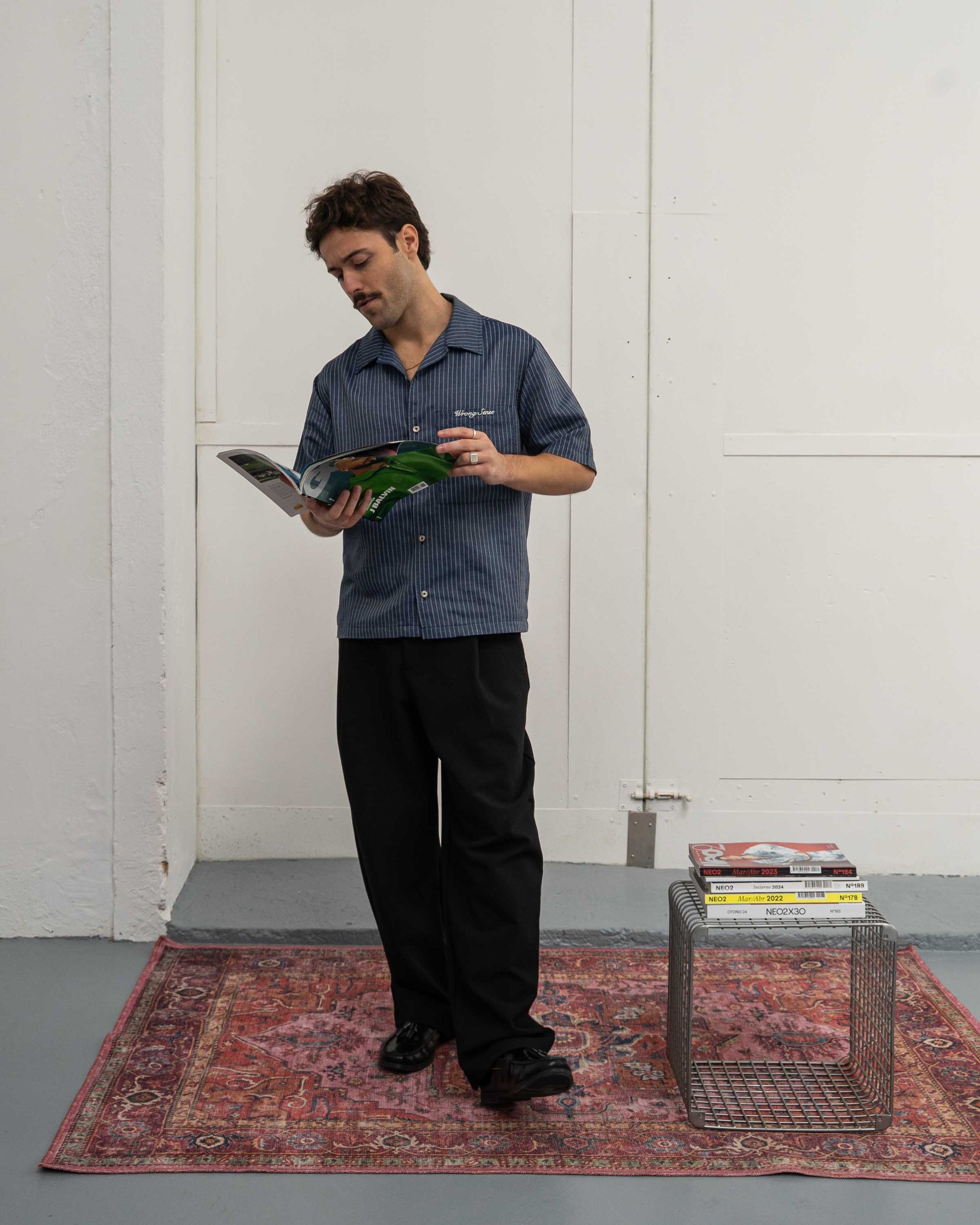 Navy Blue Striped Shirt