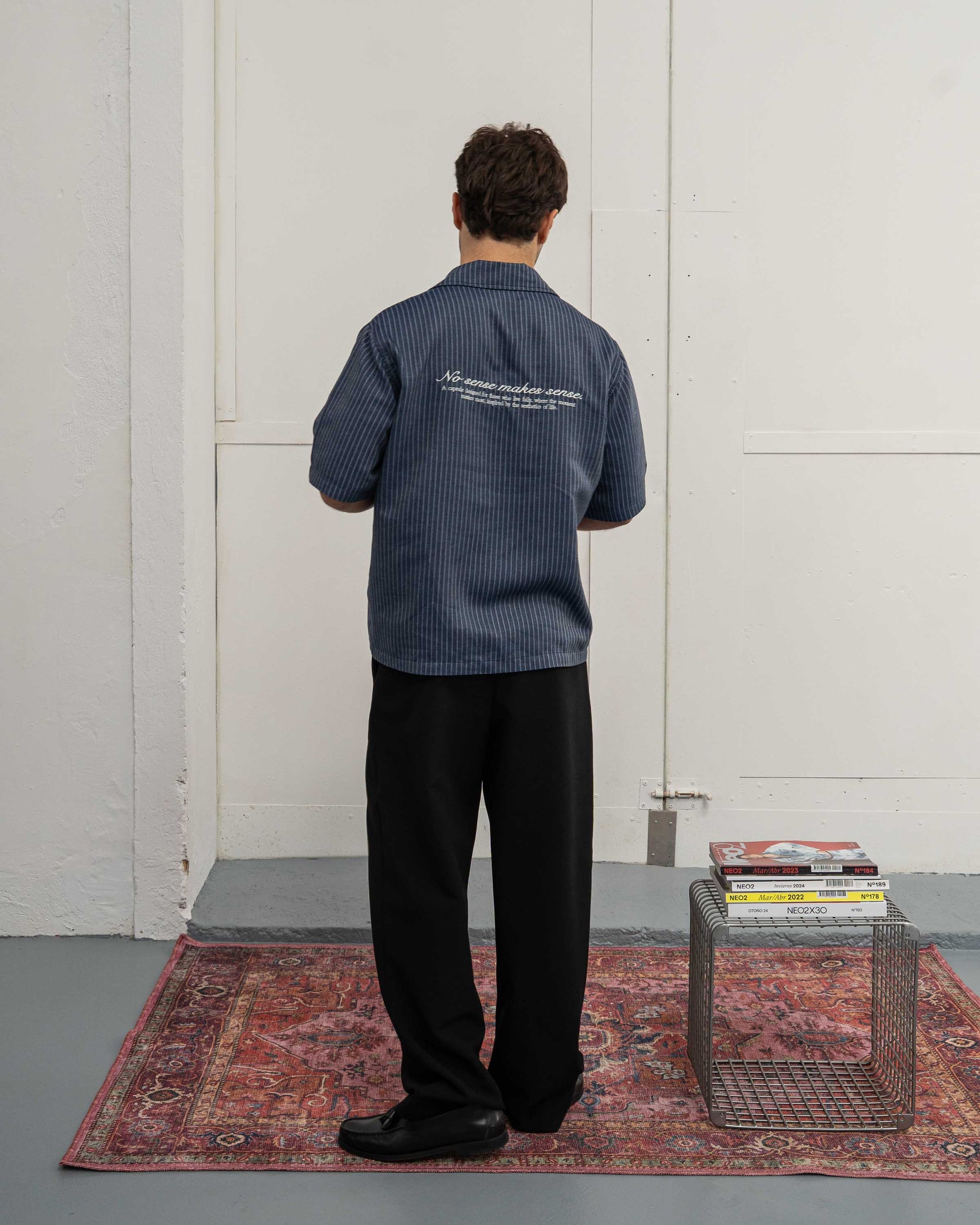 Navy Blue Striped Shirt