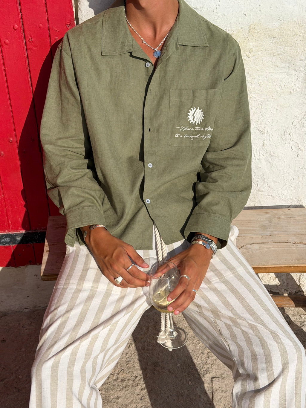 Casa Soleil Olive Linen Shirt