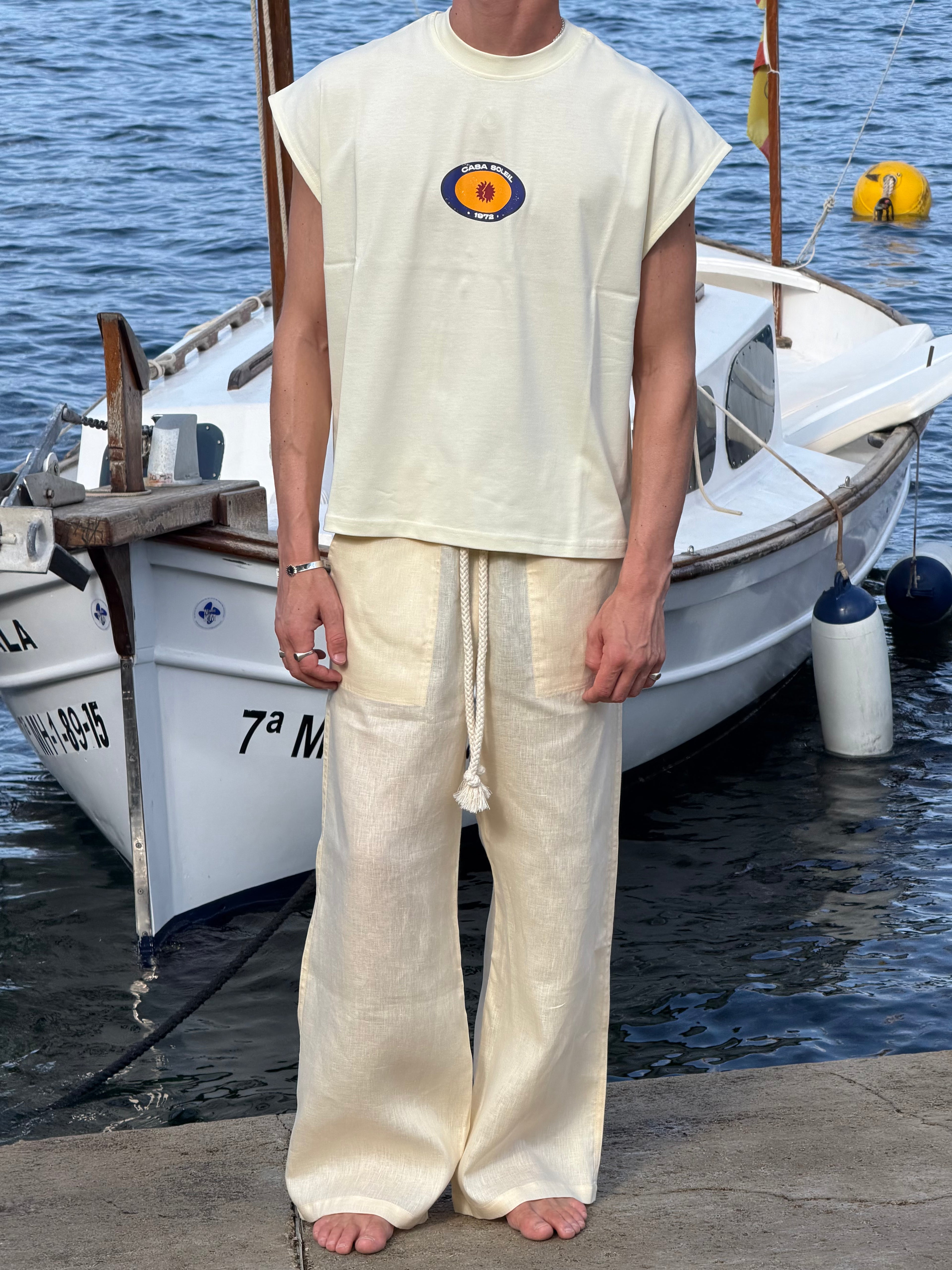 Casa Soleil Cream Linen Pants