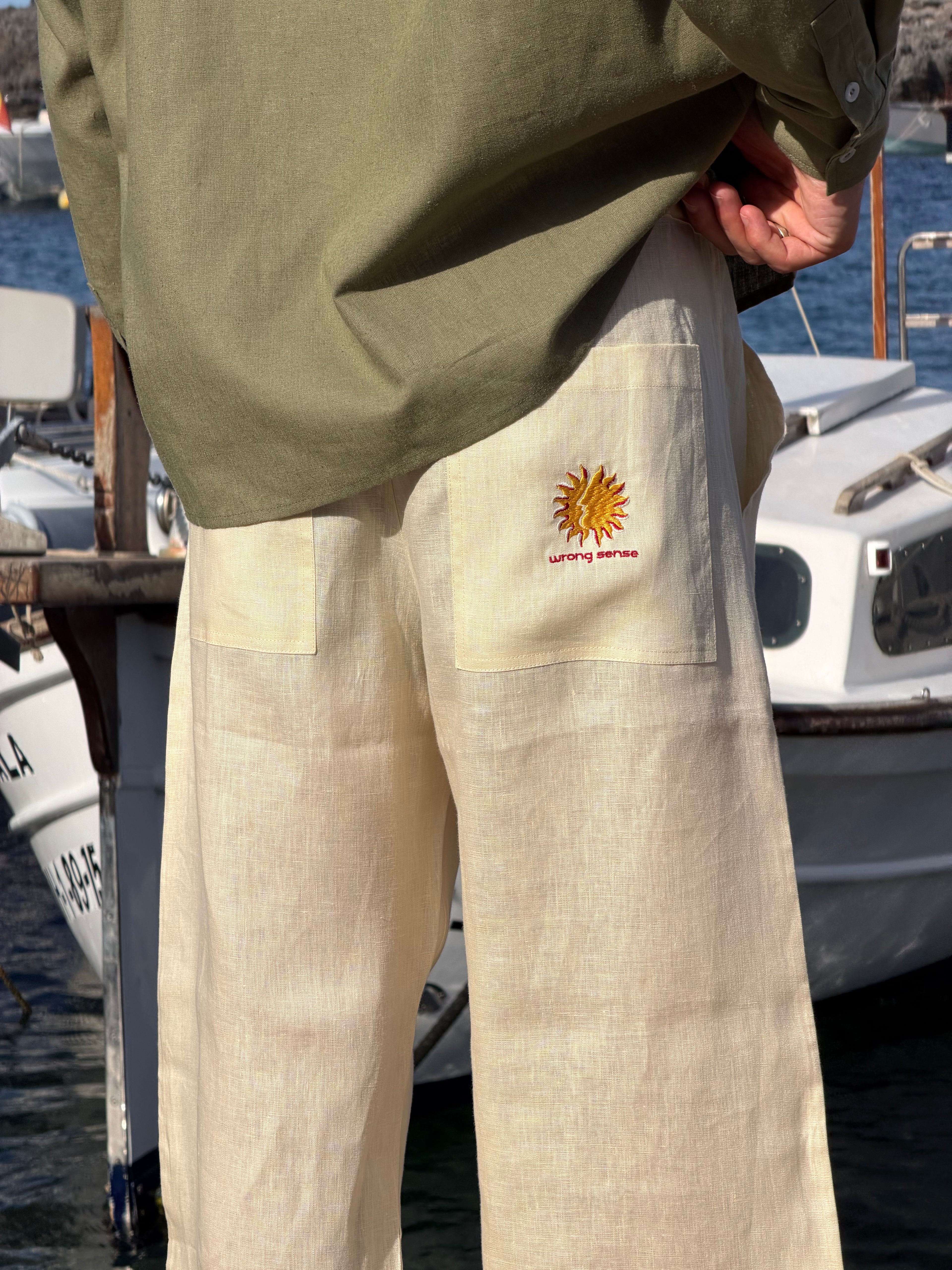 Casa Soleil Cream Linen Pants