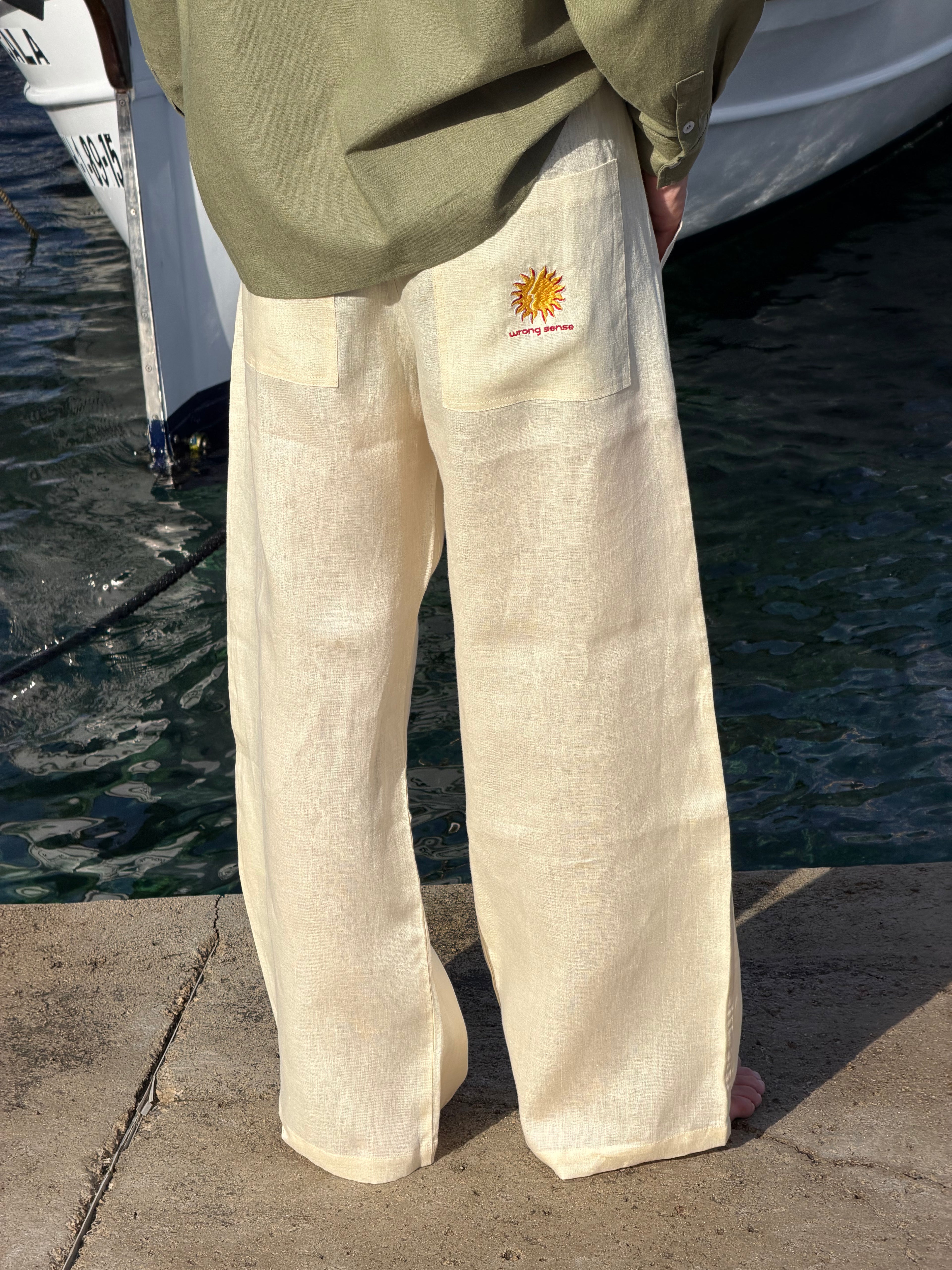 Casa Soleil Cream Linen Pants