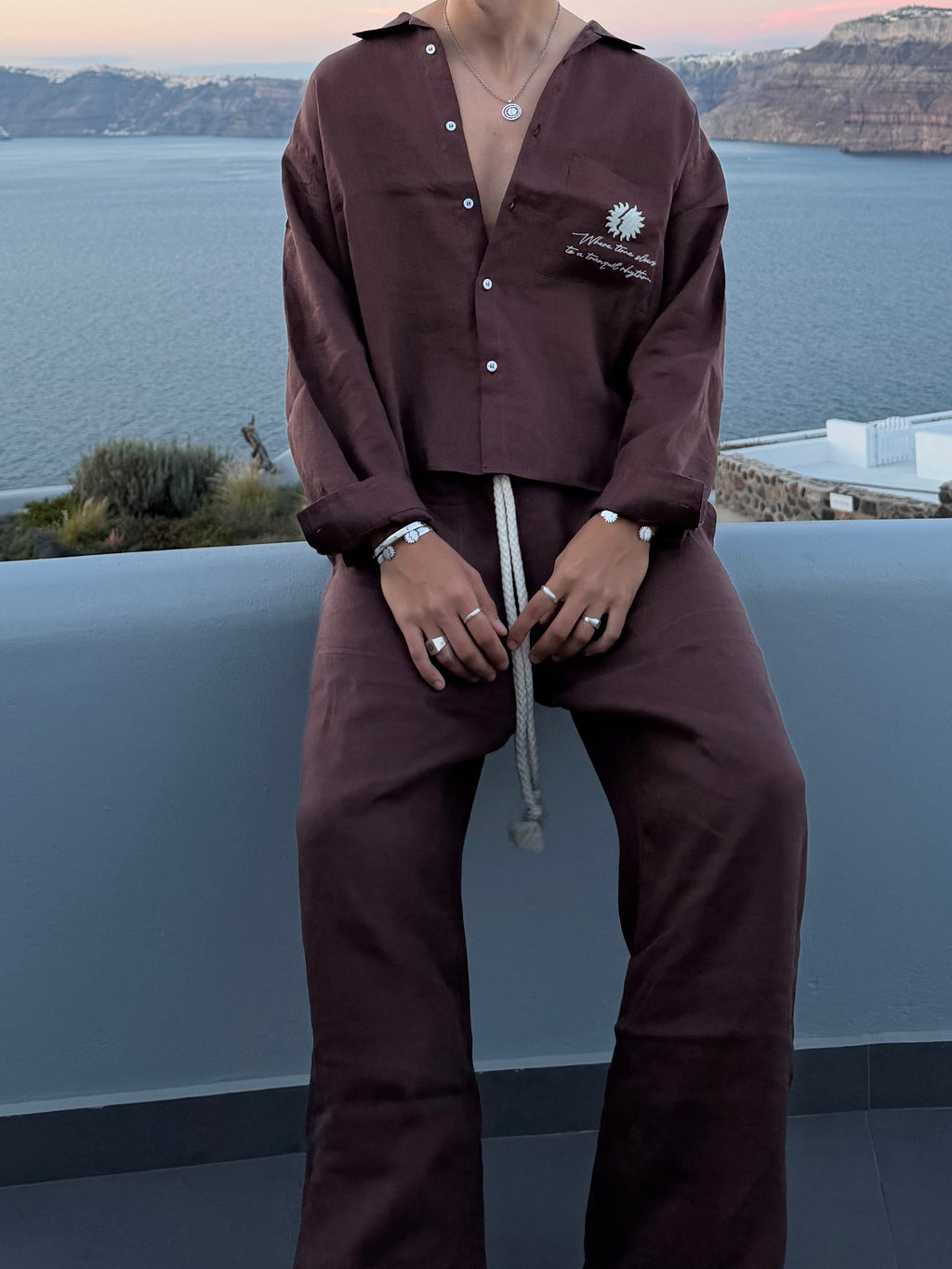 Mediterraneo Brown Linen Shirt