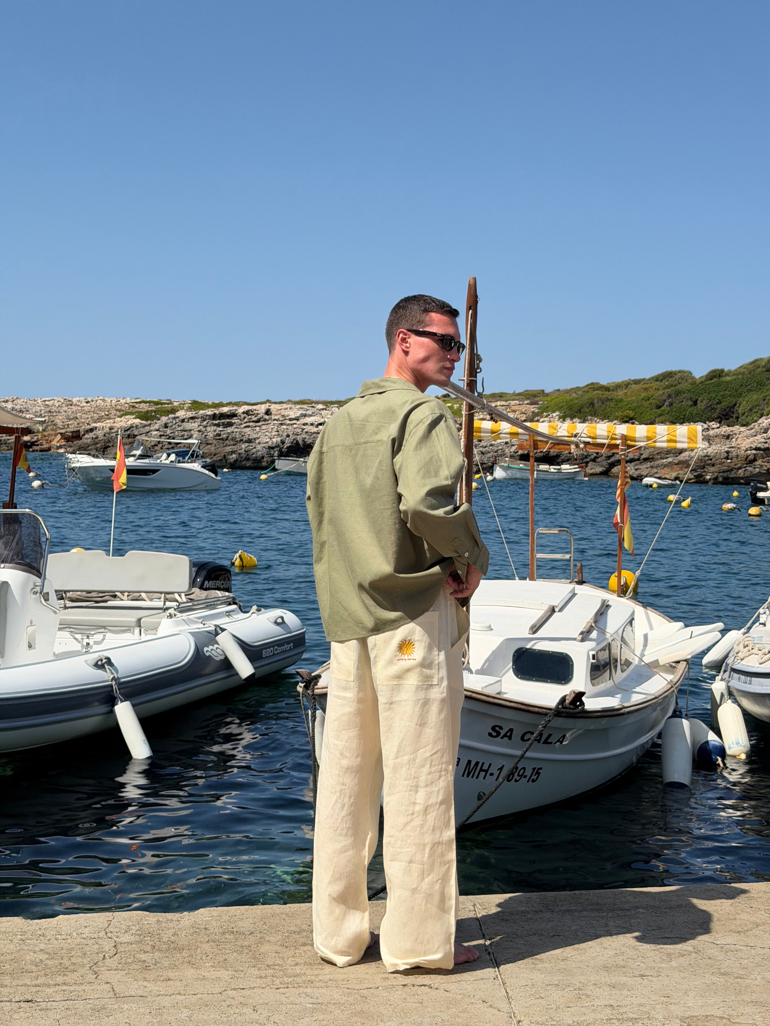 Casa Soleil Cream Linen Pants