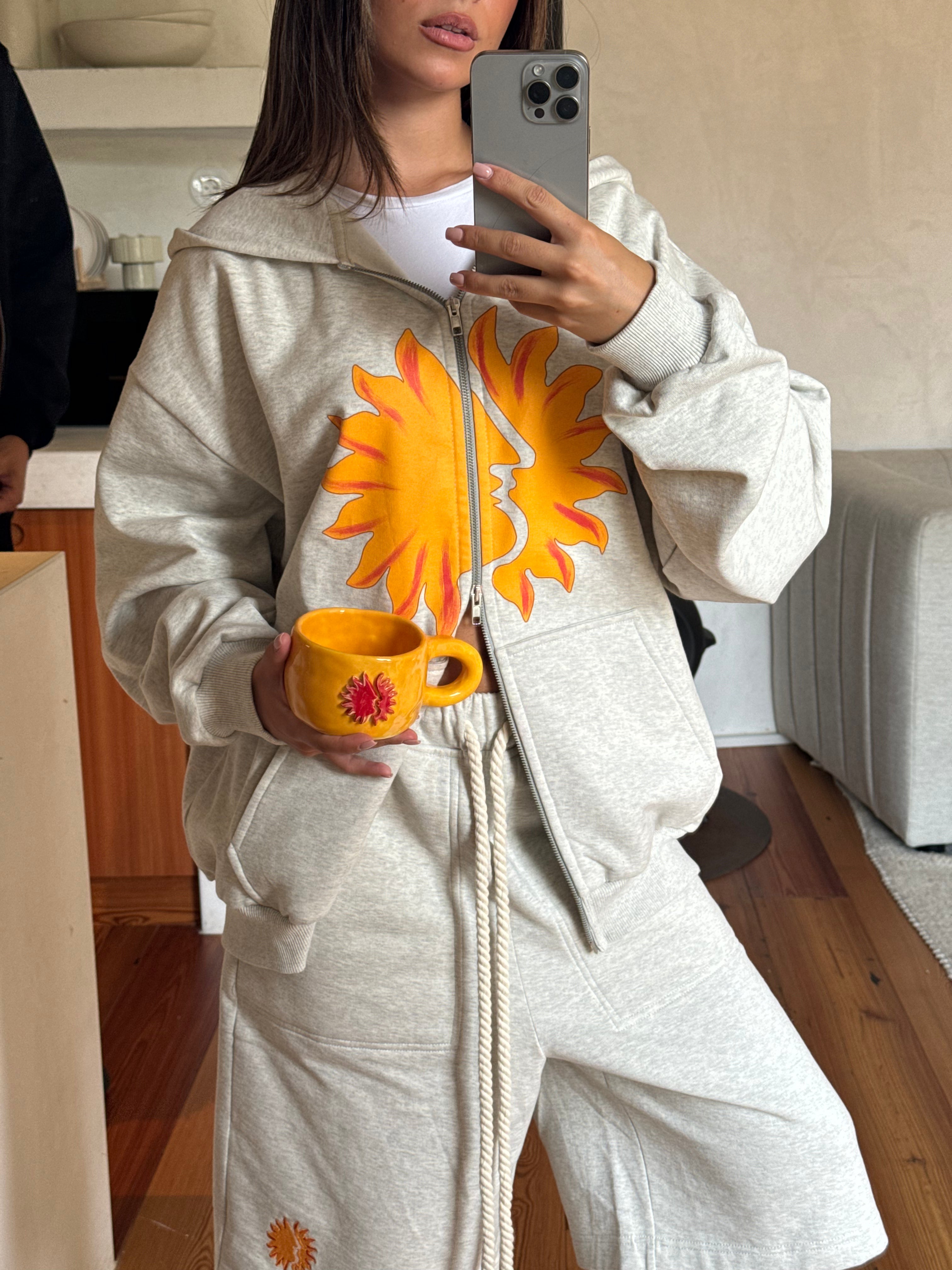 Cozy Grey Zip Hoodie