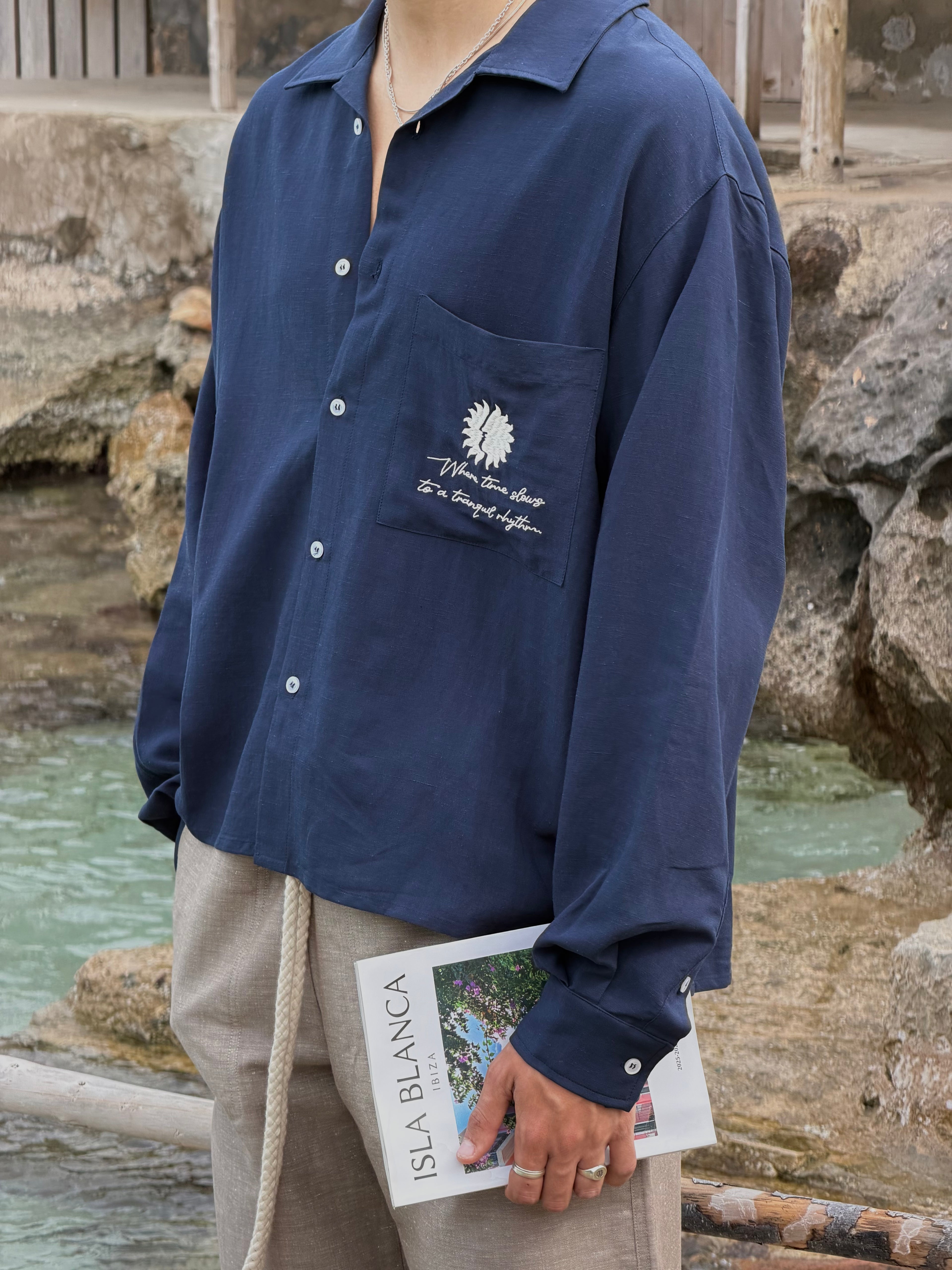Ibiza Blue Linen Shirt