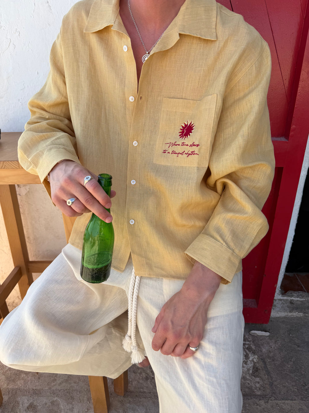 Casa Soleil Yellow Linen Shirt