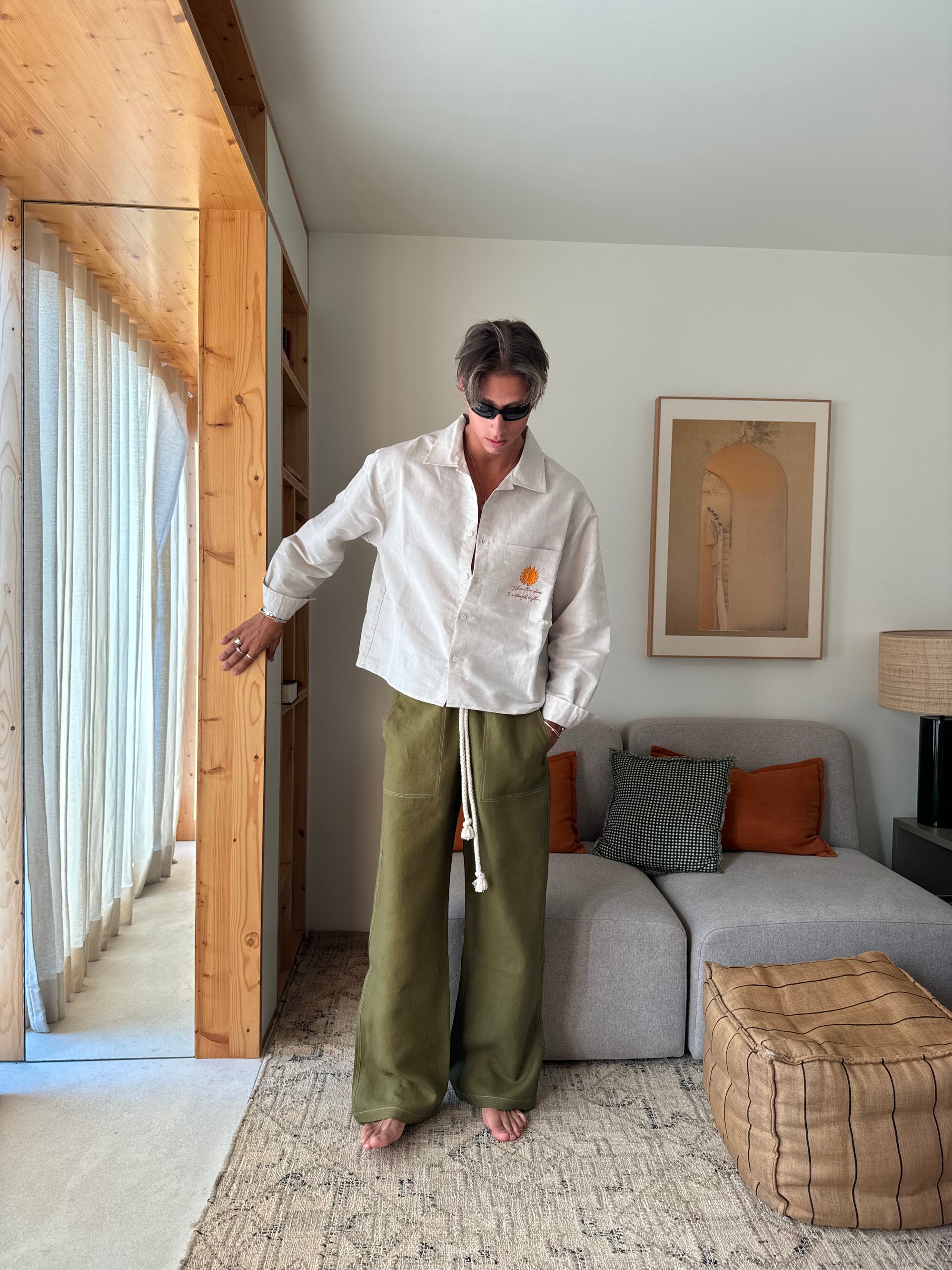 Olive Green Linen Pants
