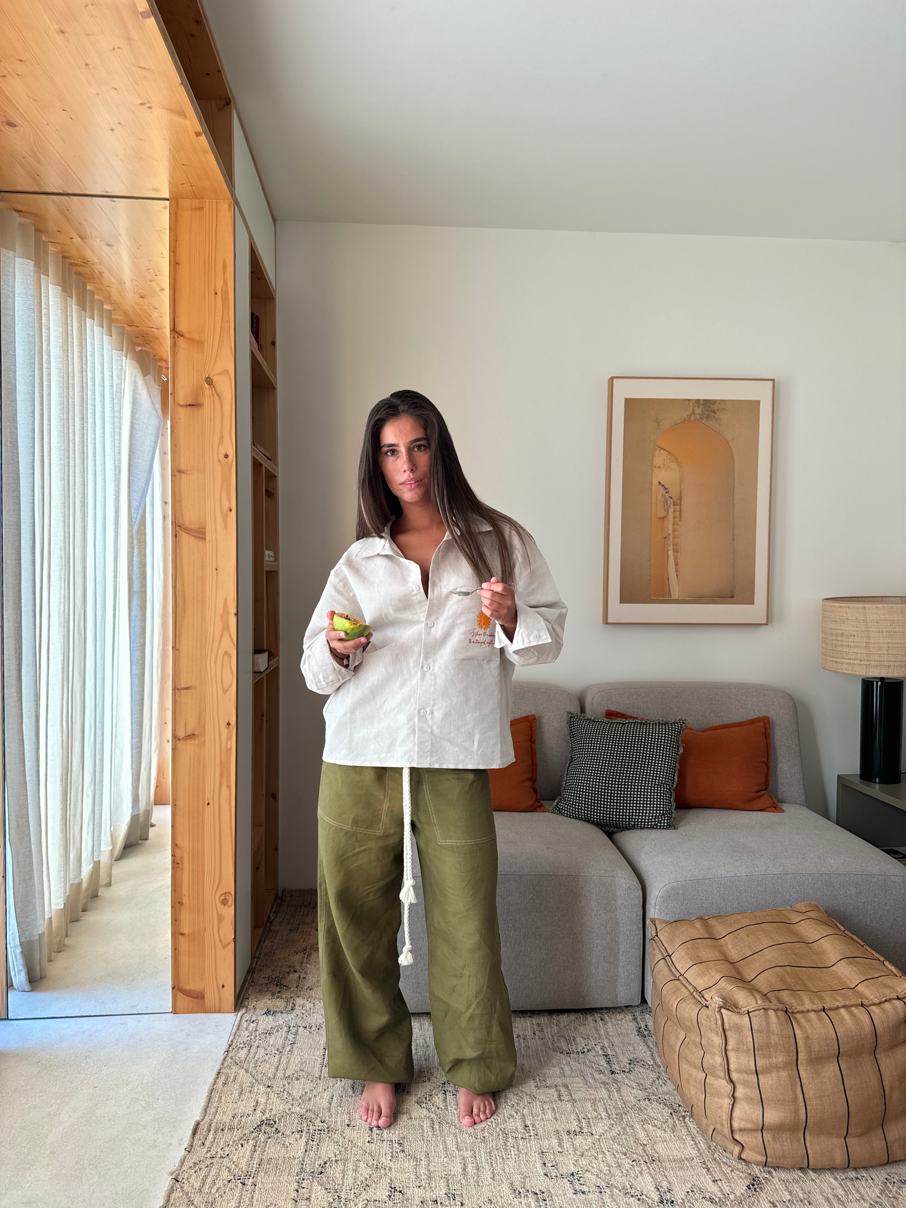 Olive Green Linen Pants