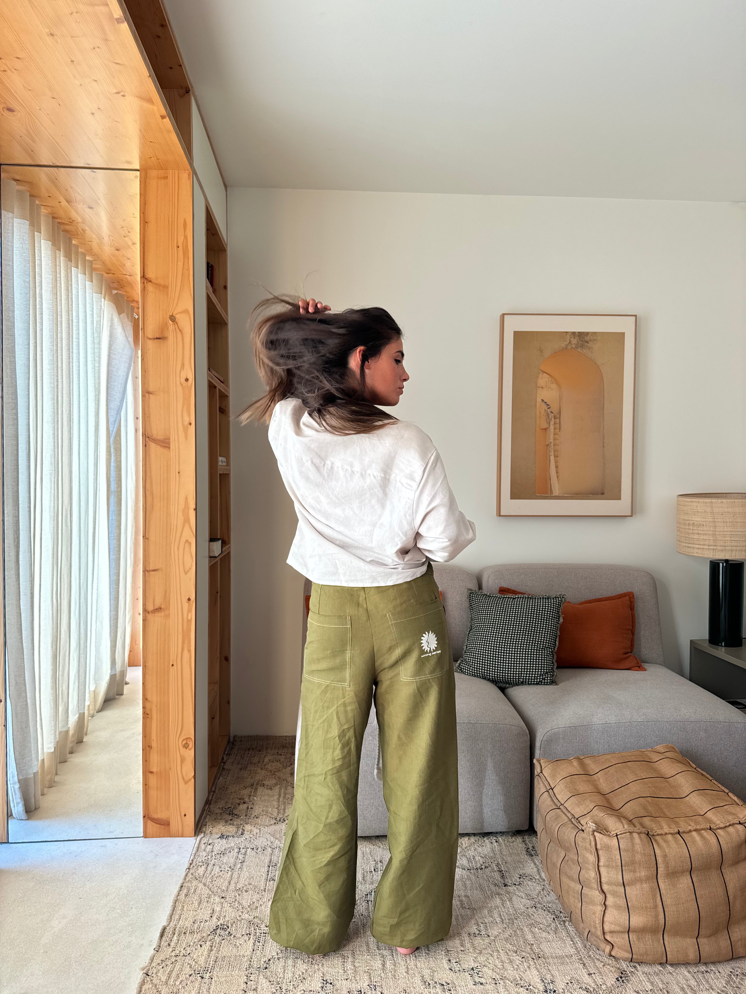 Olive Green Linen Pants