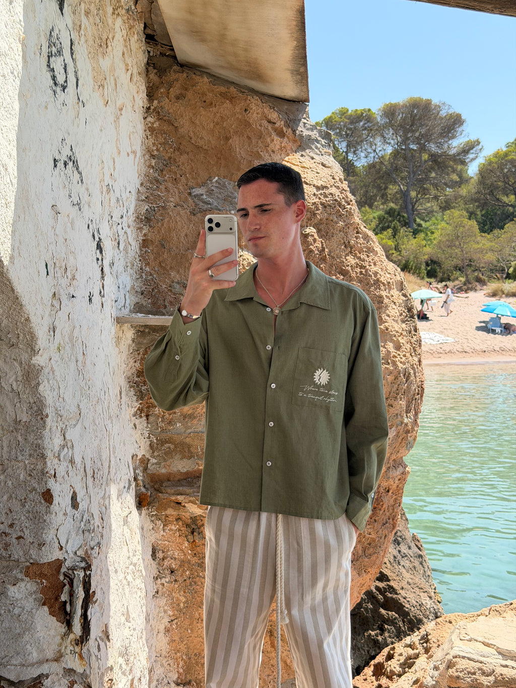 Casa Soleil Olive Linen Shirt