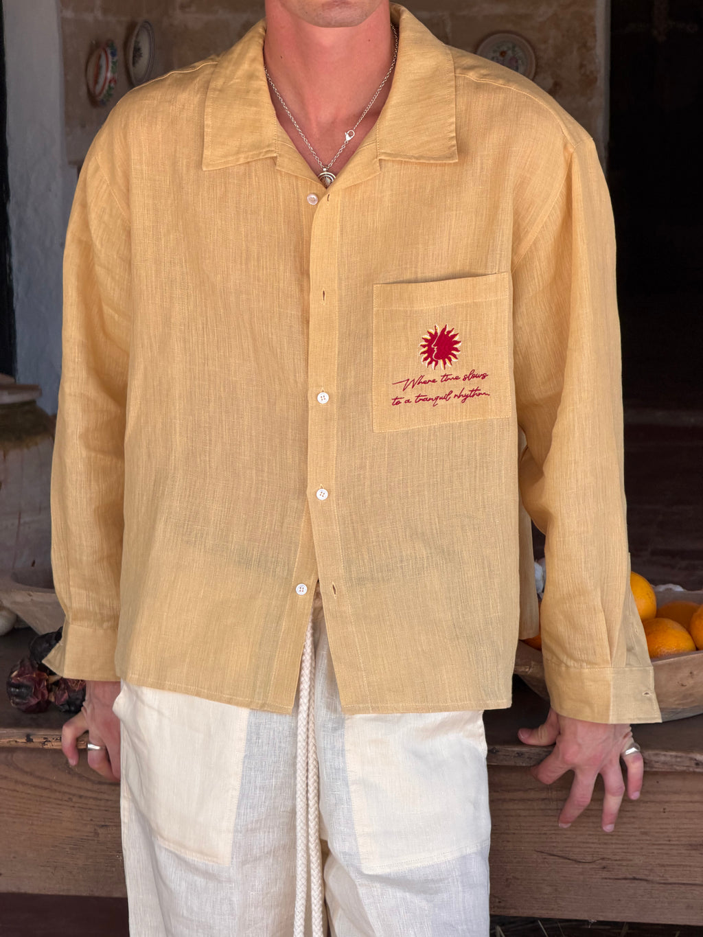 Casa Soleil Yellow Linen Shirt