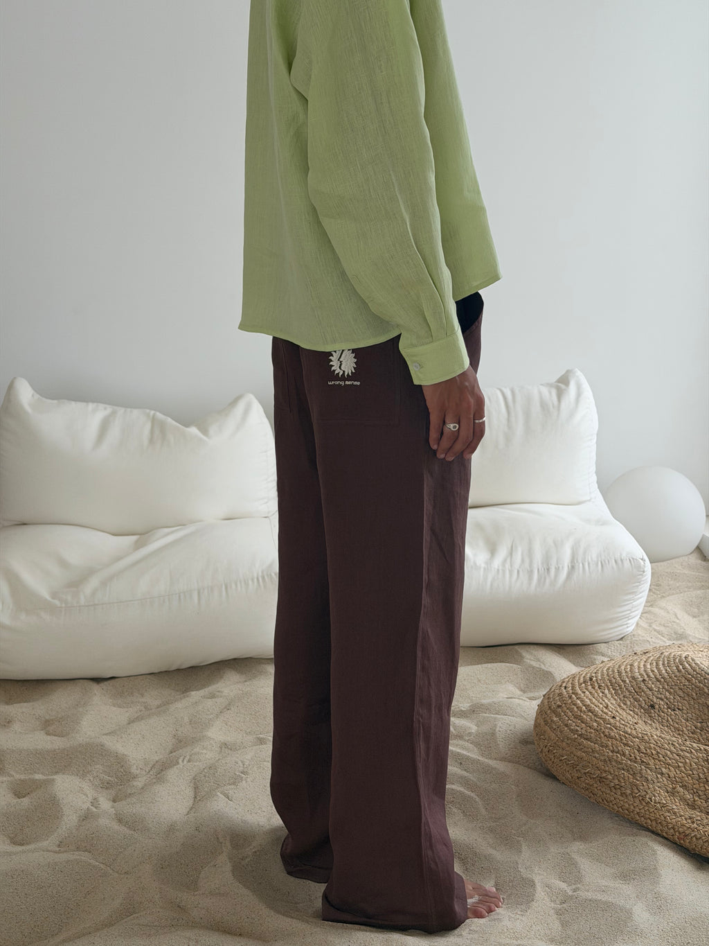 Mediterraneo Brown Linen Pants