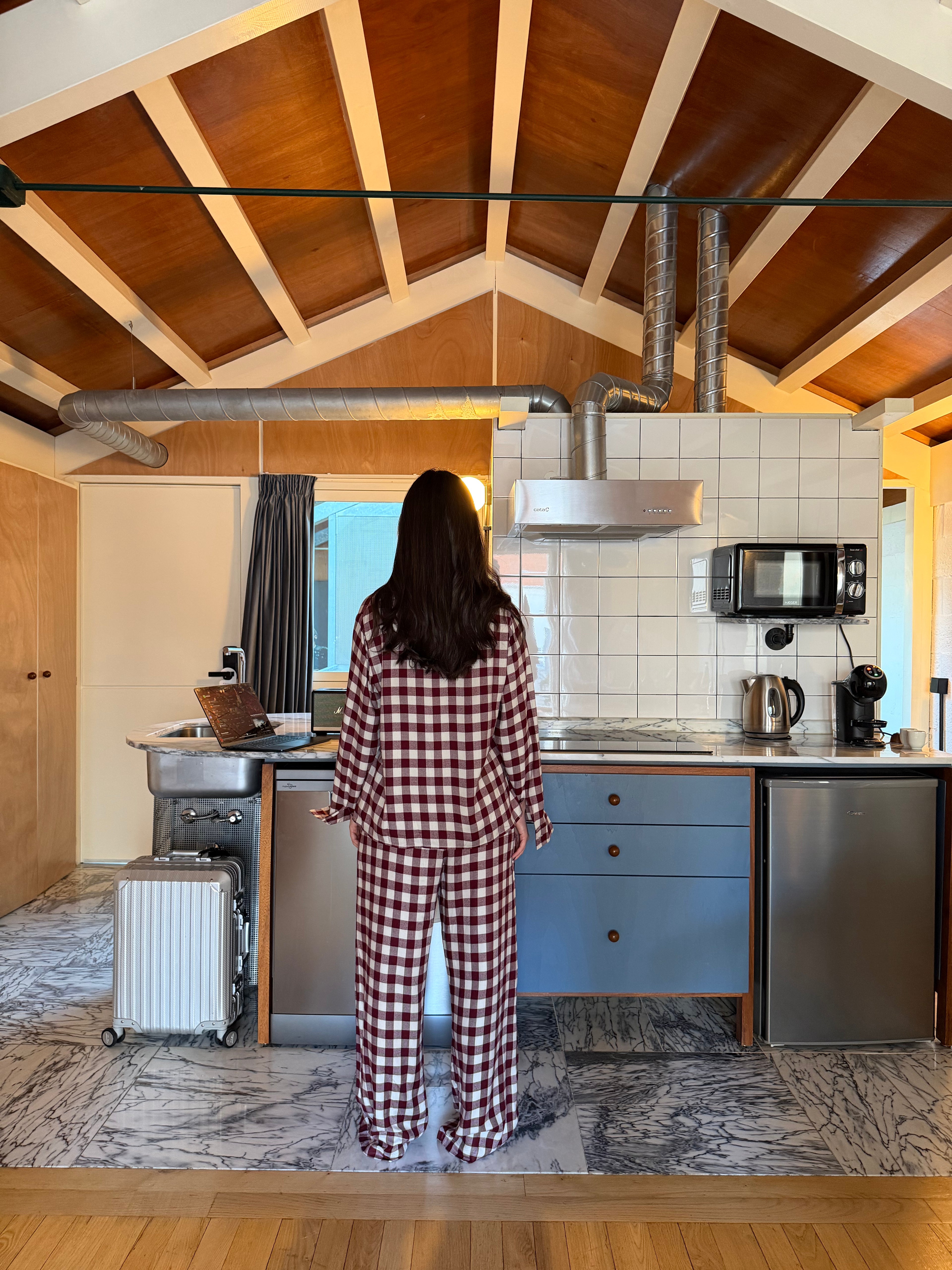 Conjunto de Pijamas em Padrão de Tabuleiro de Xadrez