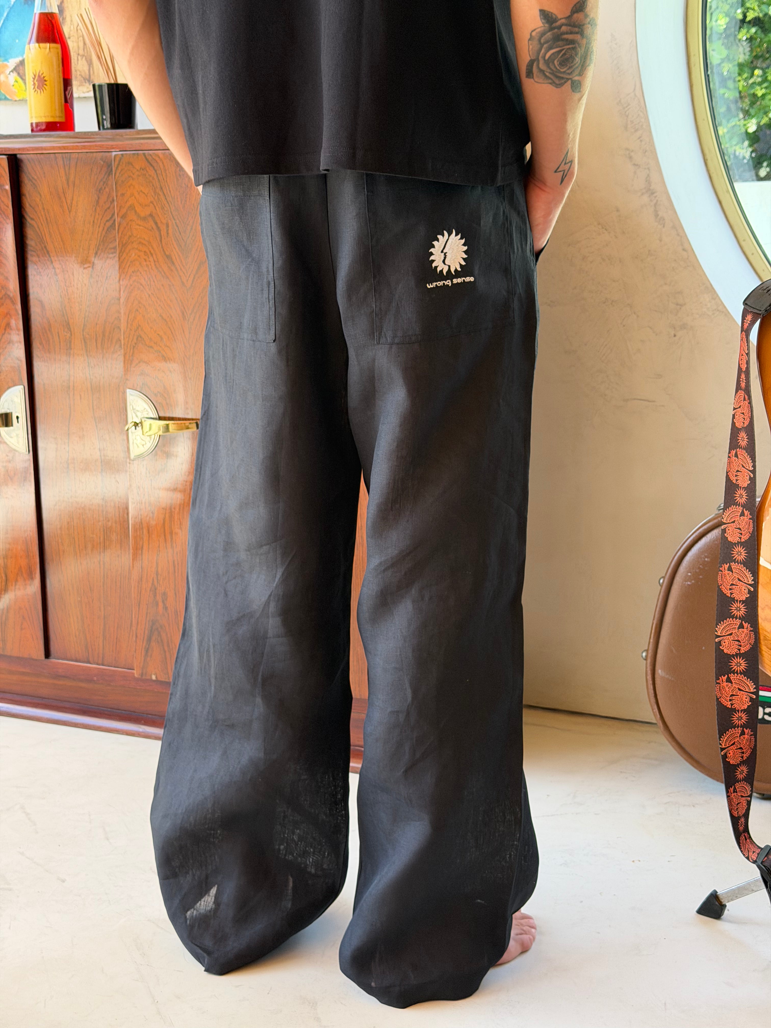 Black Neutrals Linen Pants