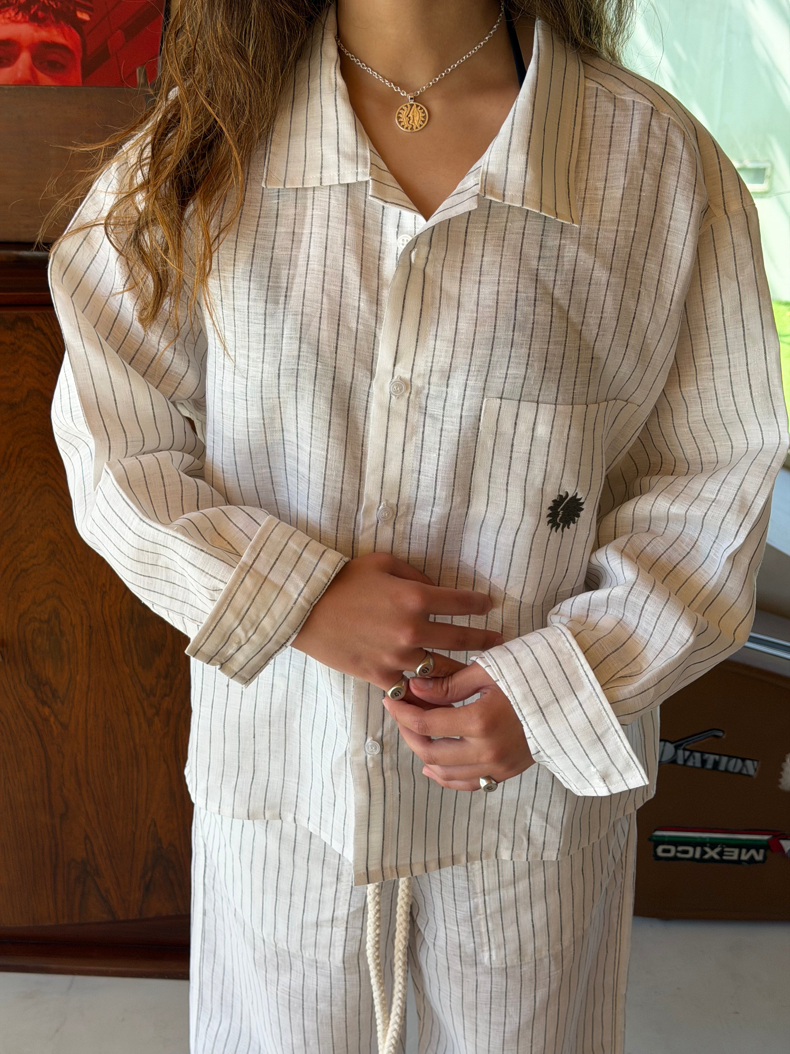 Camisa de Linho às Riscas Neutrals