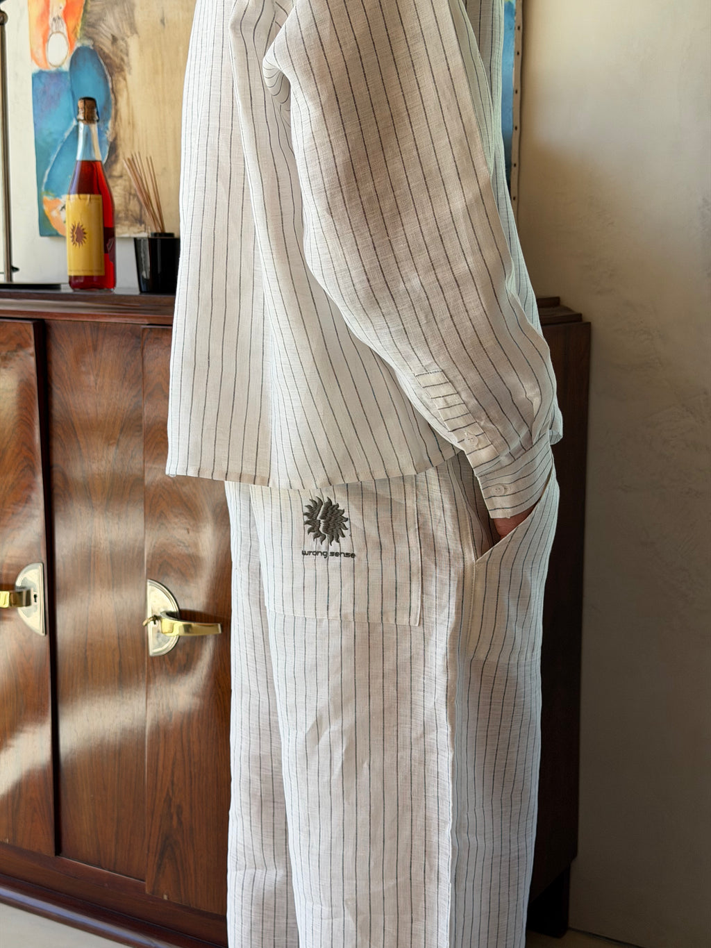 Striped Neutrals Linen Pants