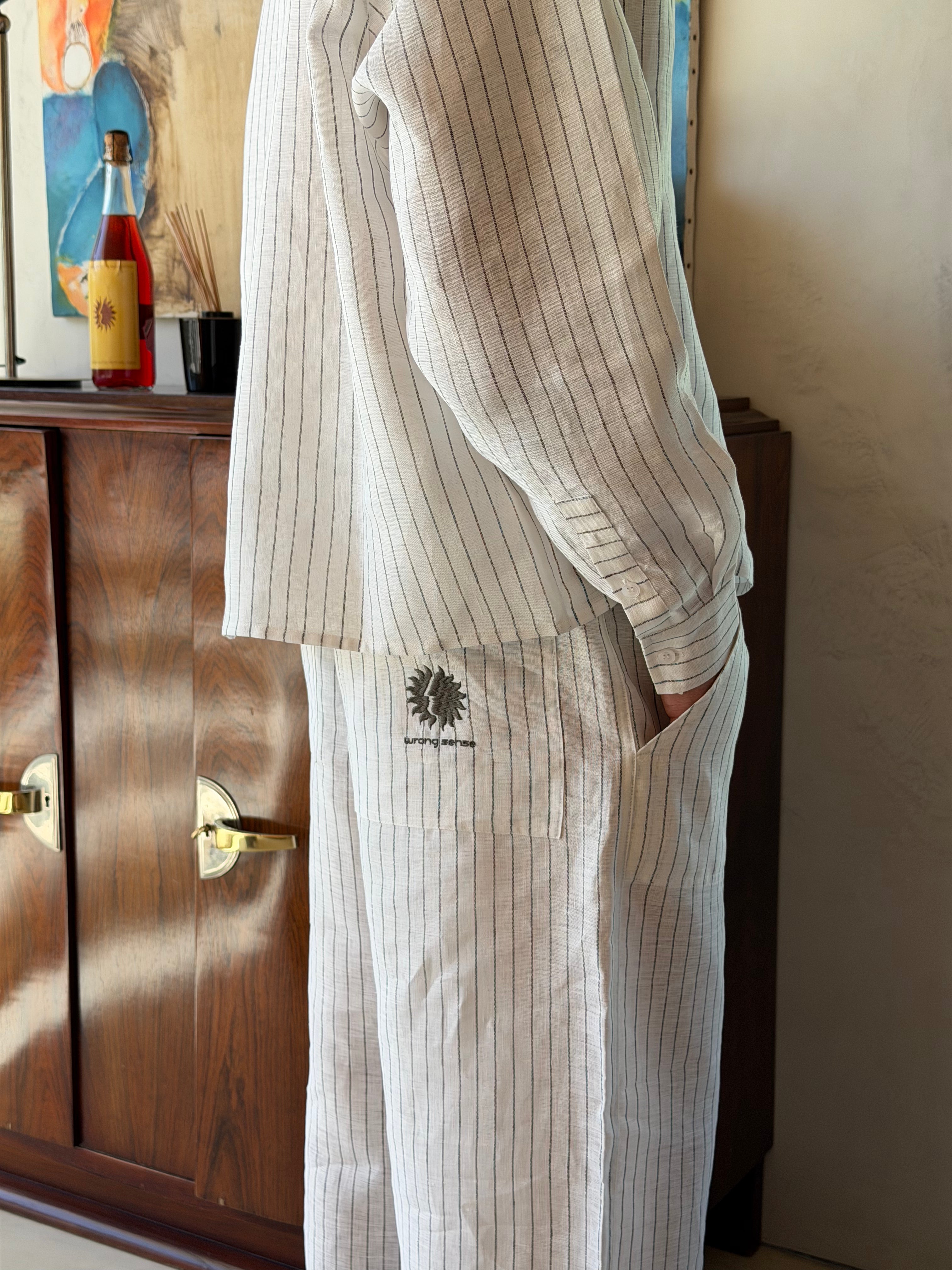 Striped Neutrals Linen Pants