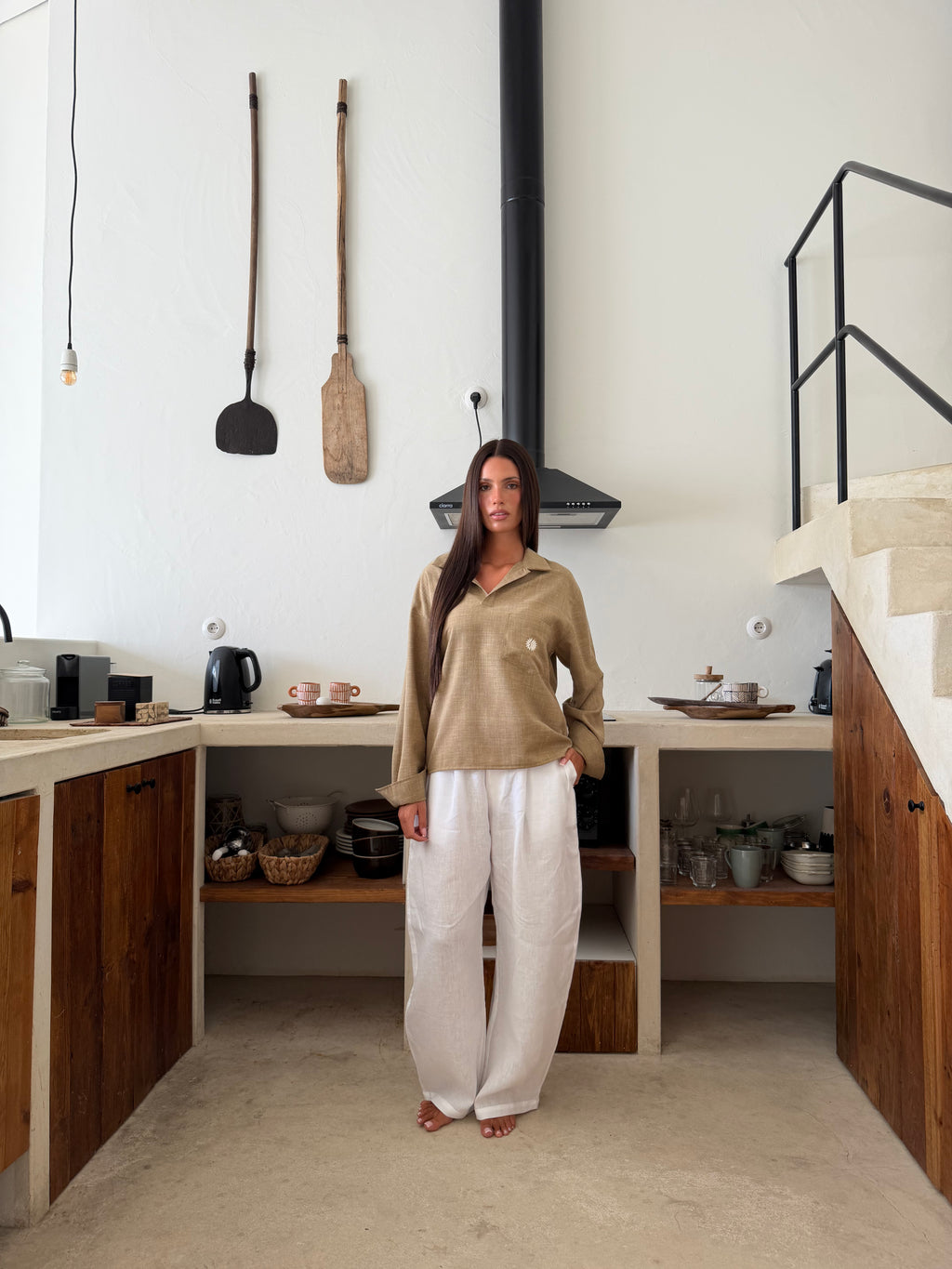 Essentials White Linen Pants