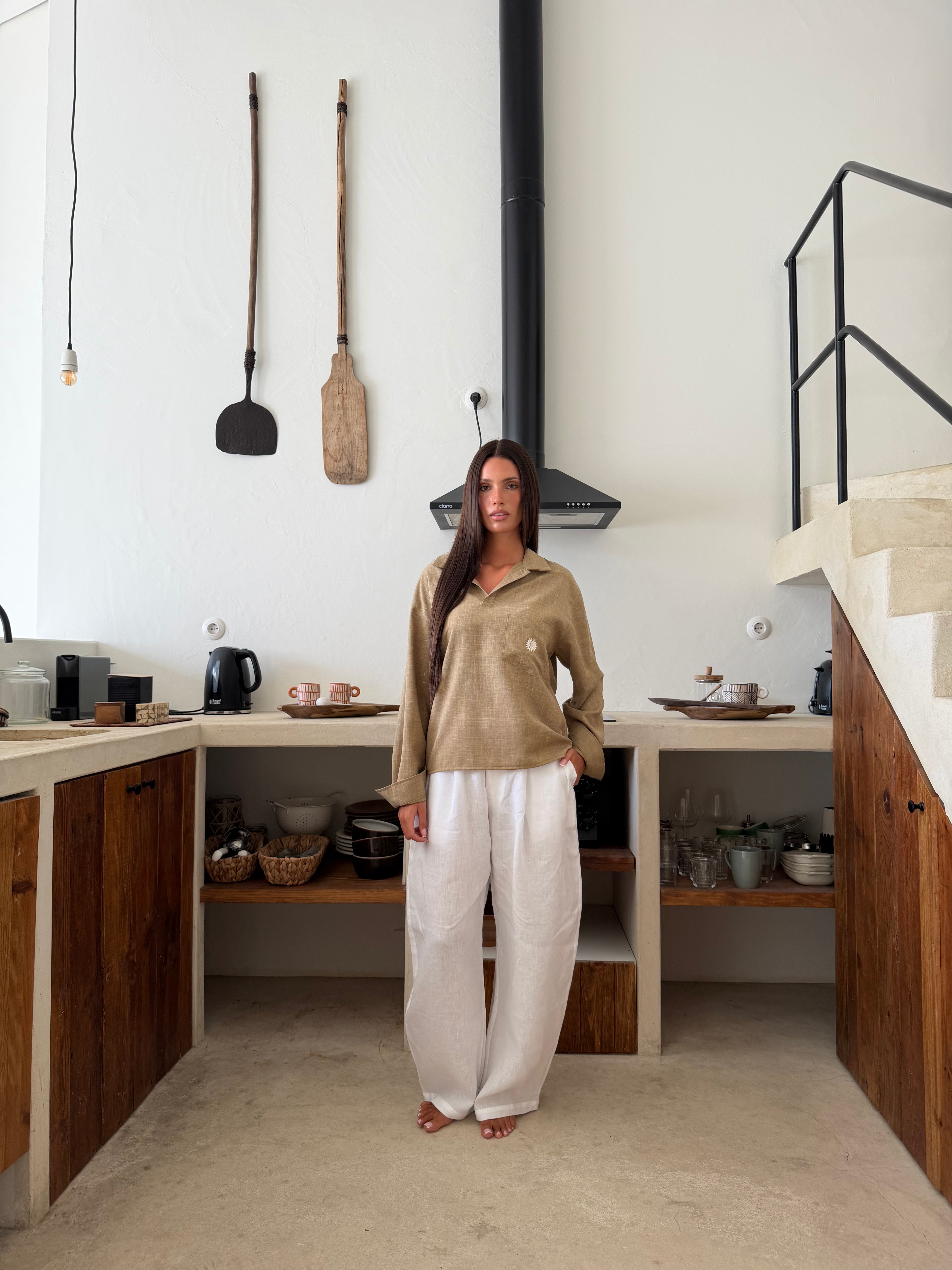 Essentials White Linen Pants