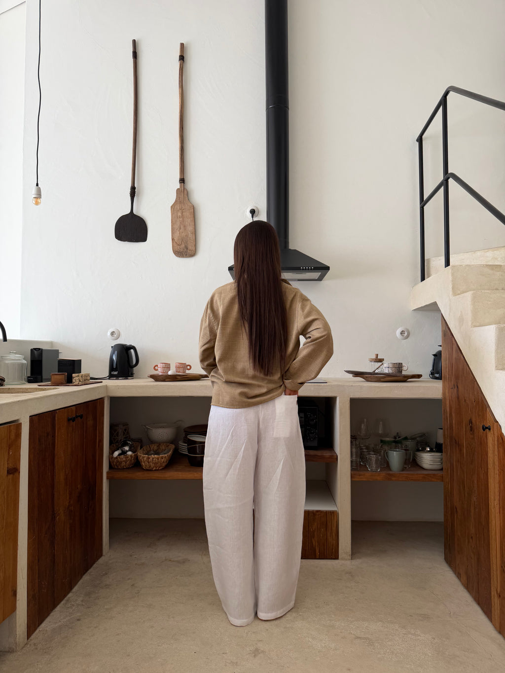 Essentials White Linen Pants