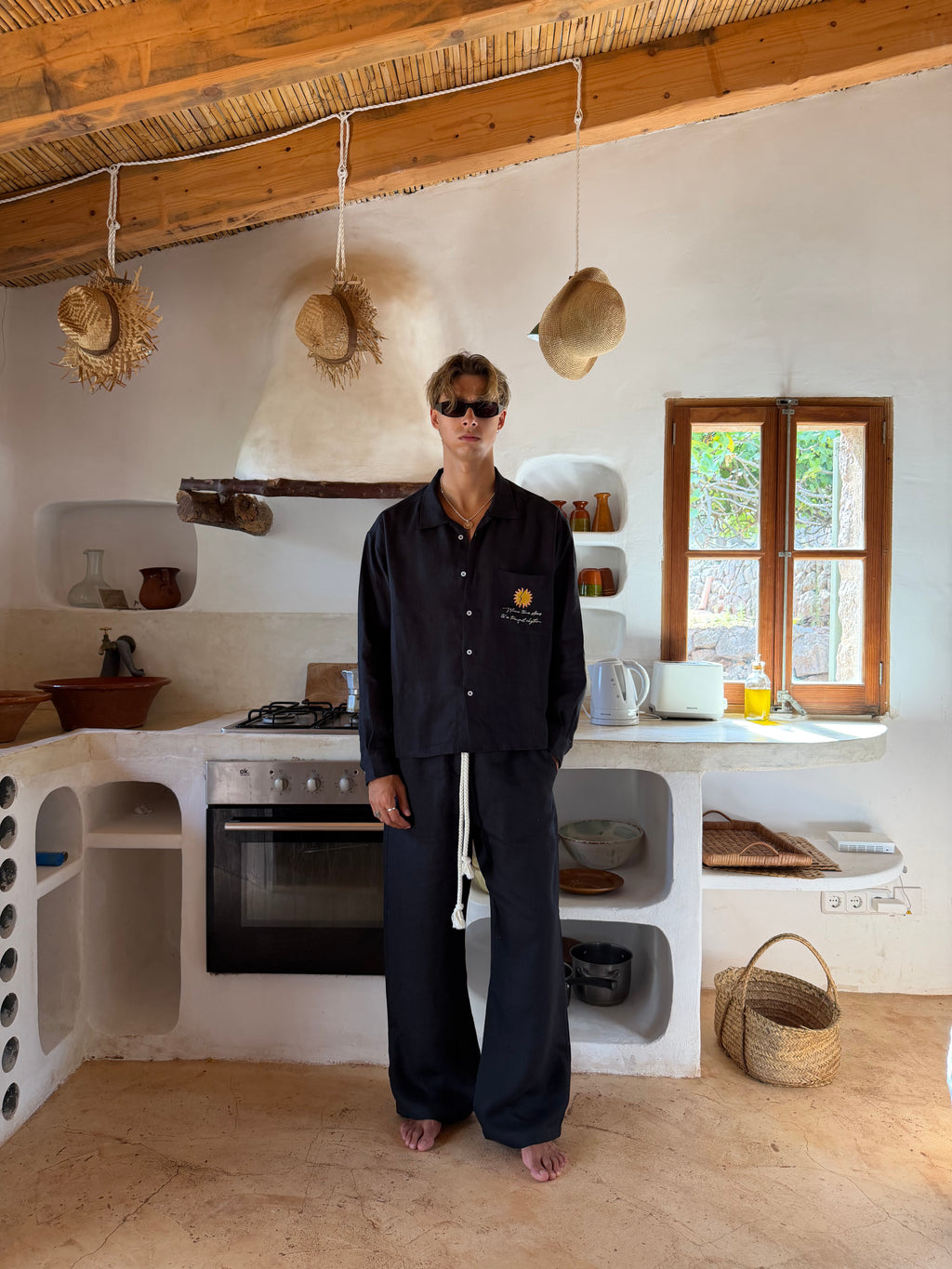Black Mallorca Linen Pants