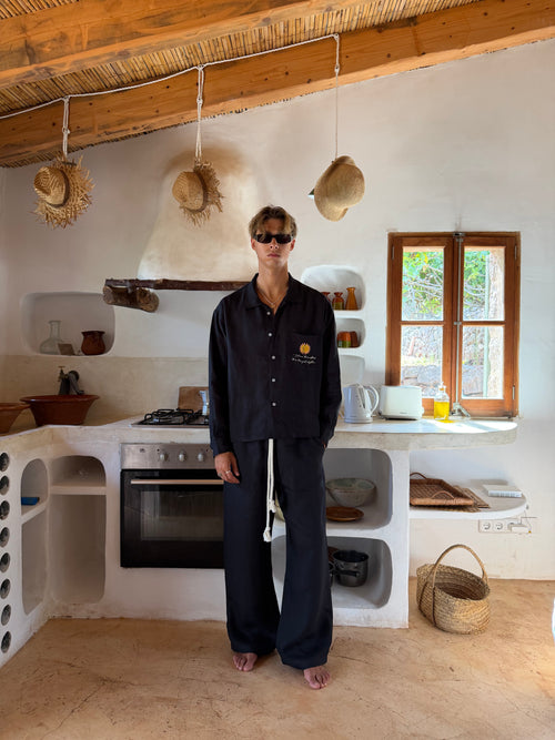 Black Mallorca Linen Pants