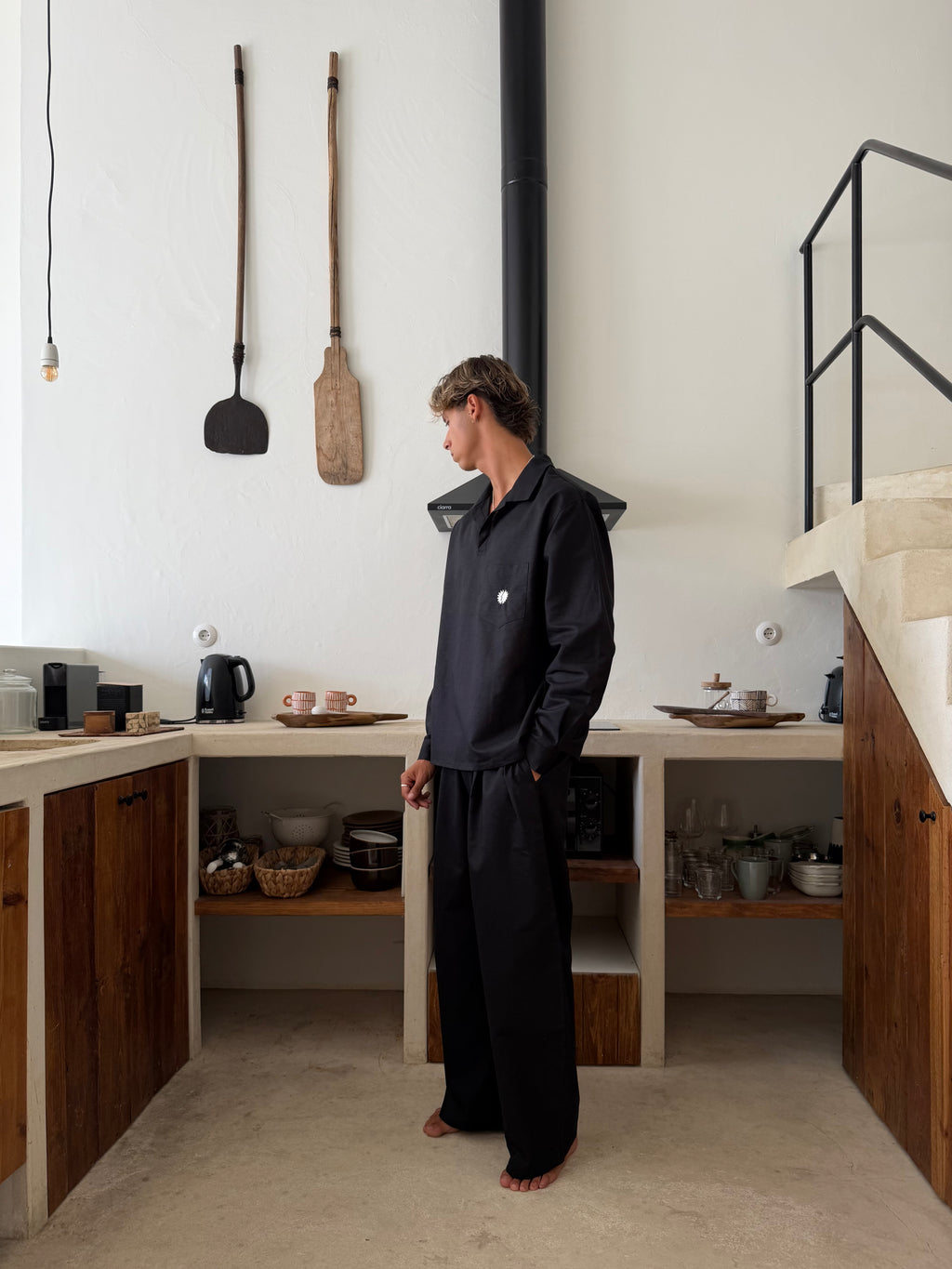 Essentials Black Linen Polo