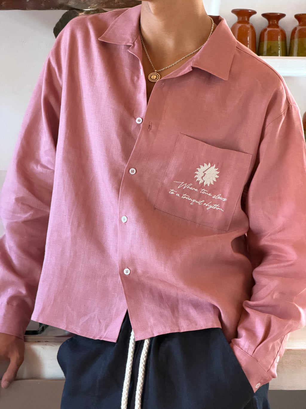Pink Mallorca Linen Shirt