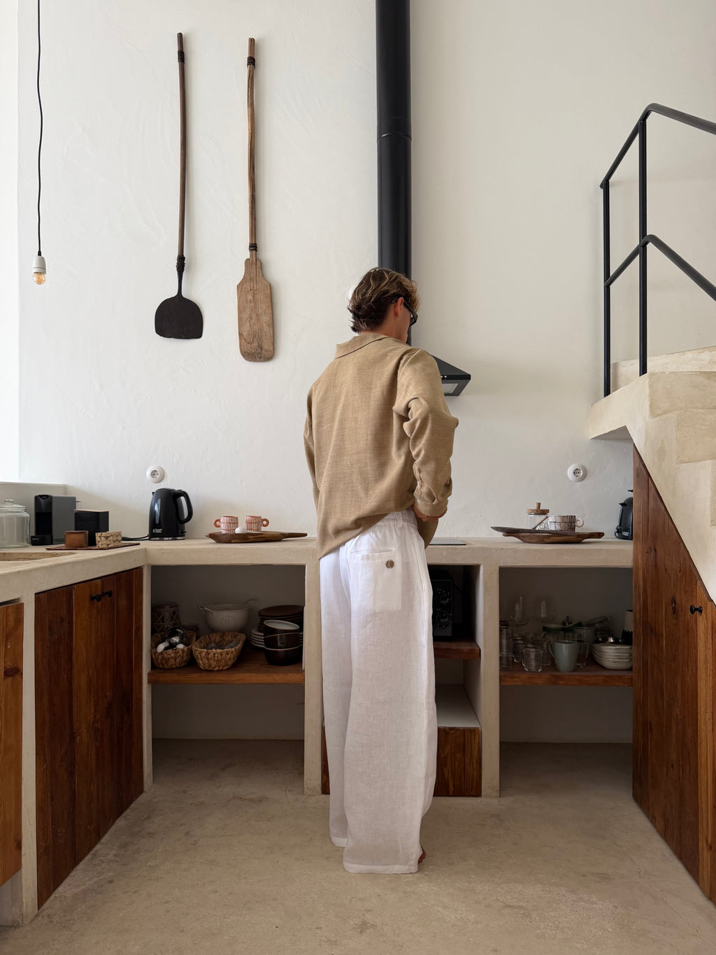 Essentials White Linen Pants