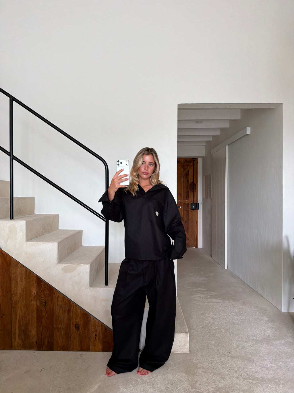 Essentials Black Linen Polo