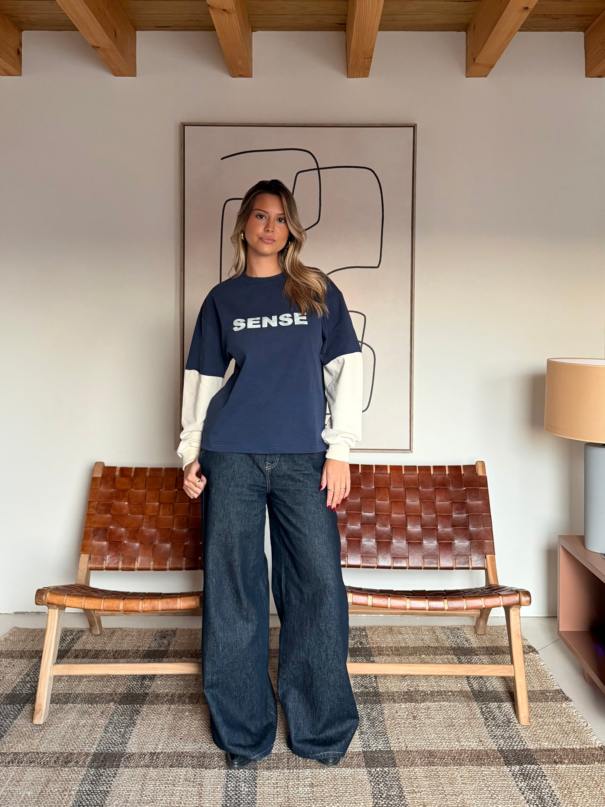 Sense Navy Blue Double-Sleeve Tee