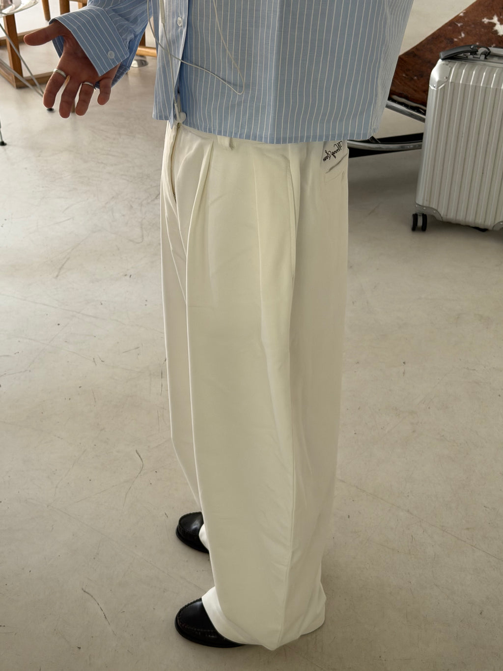 White Wide Leg Tailored Pants