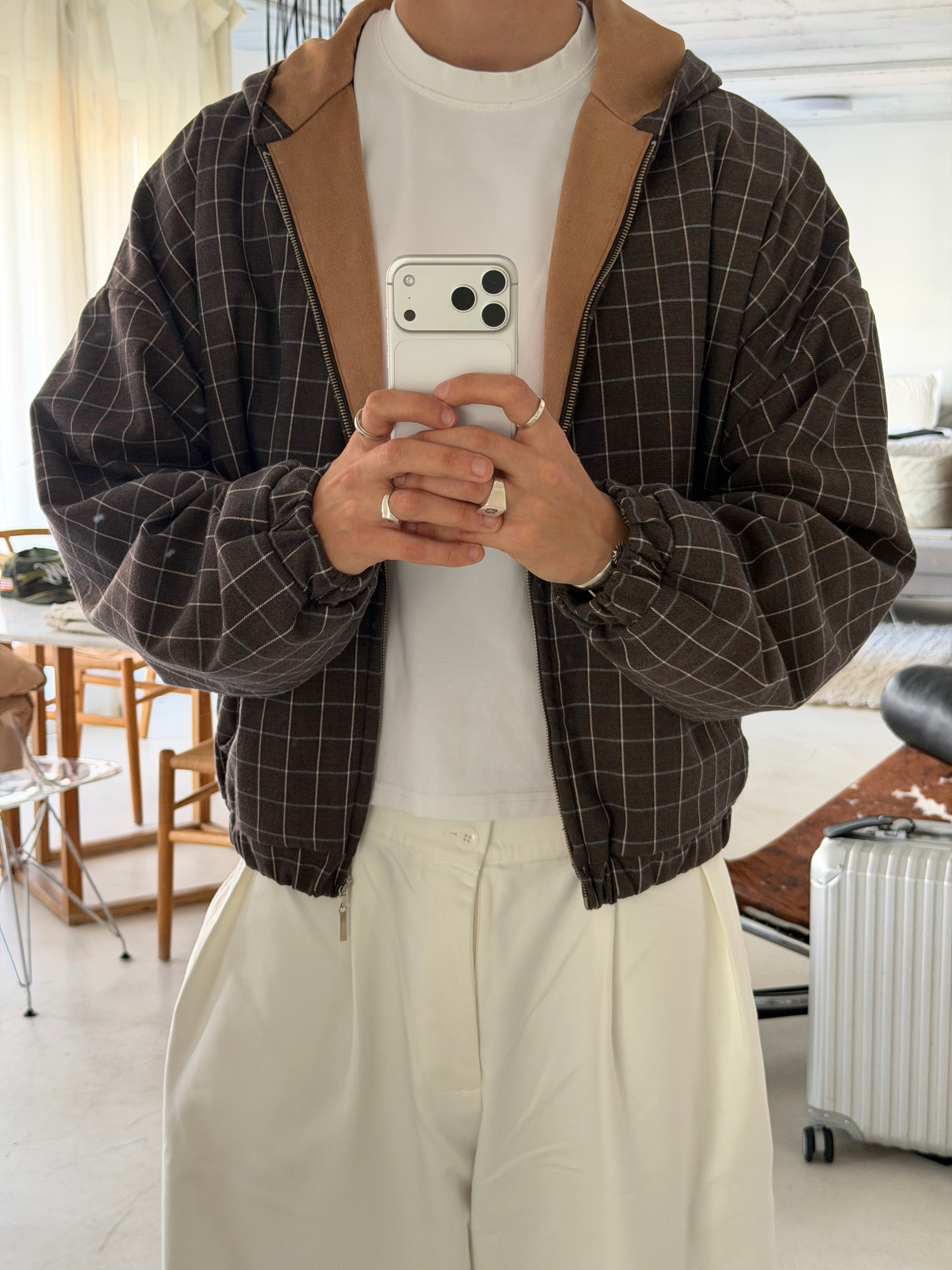 Checkered Zip Hoodie