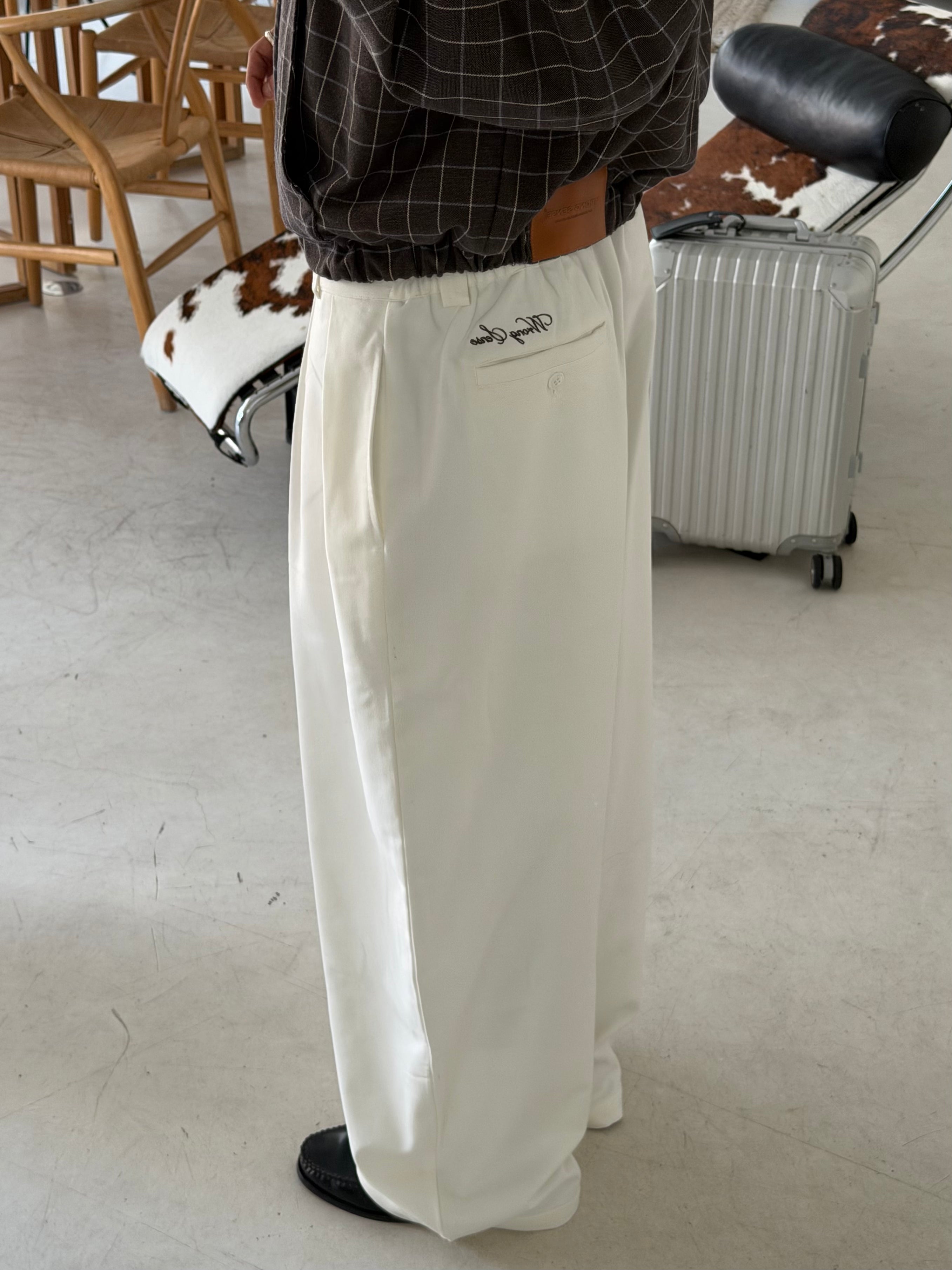 White Wide Leg Tailored Pants
