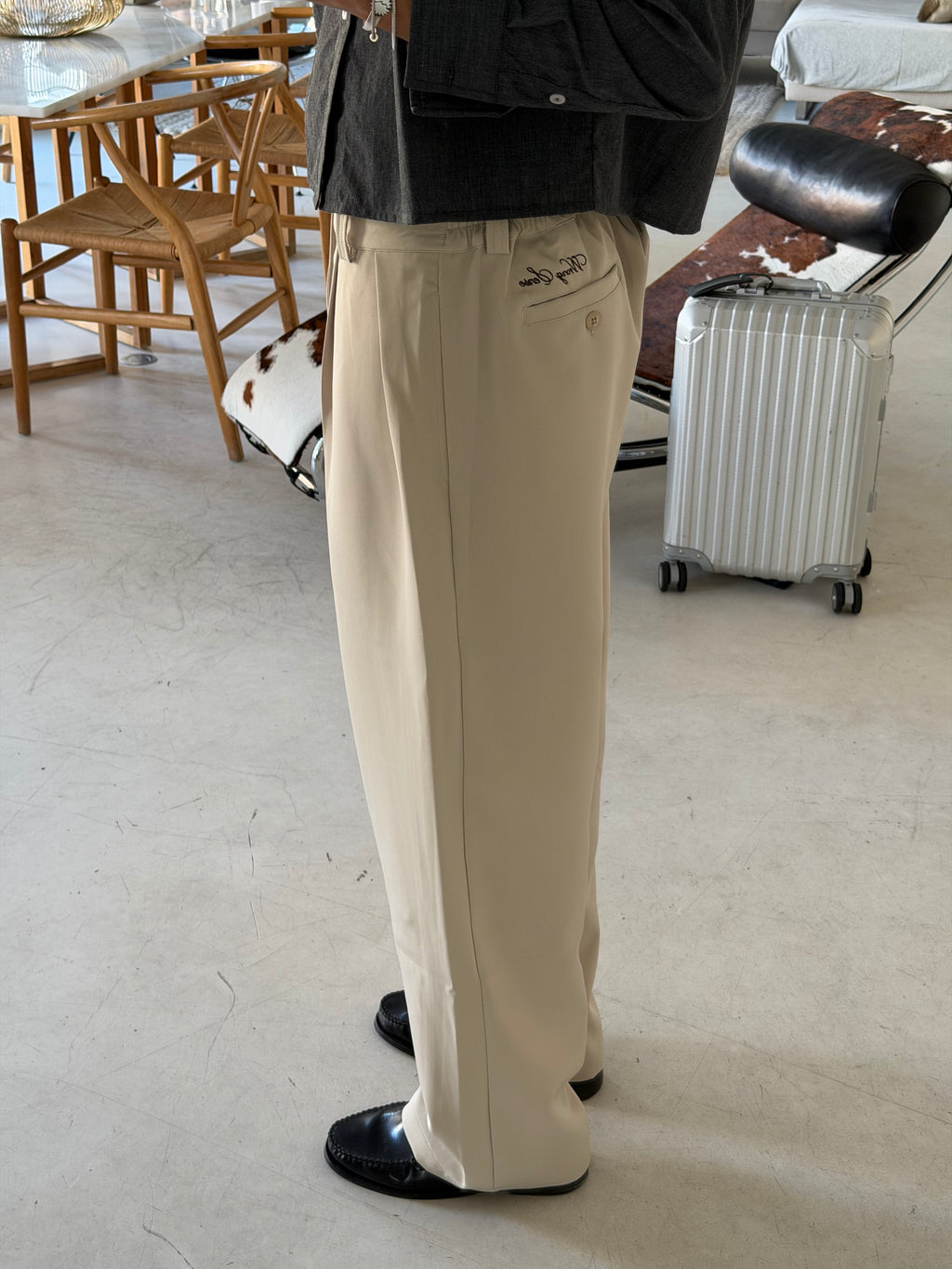 Beige Straight Tailored Pants