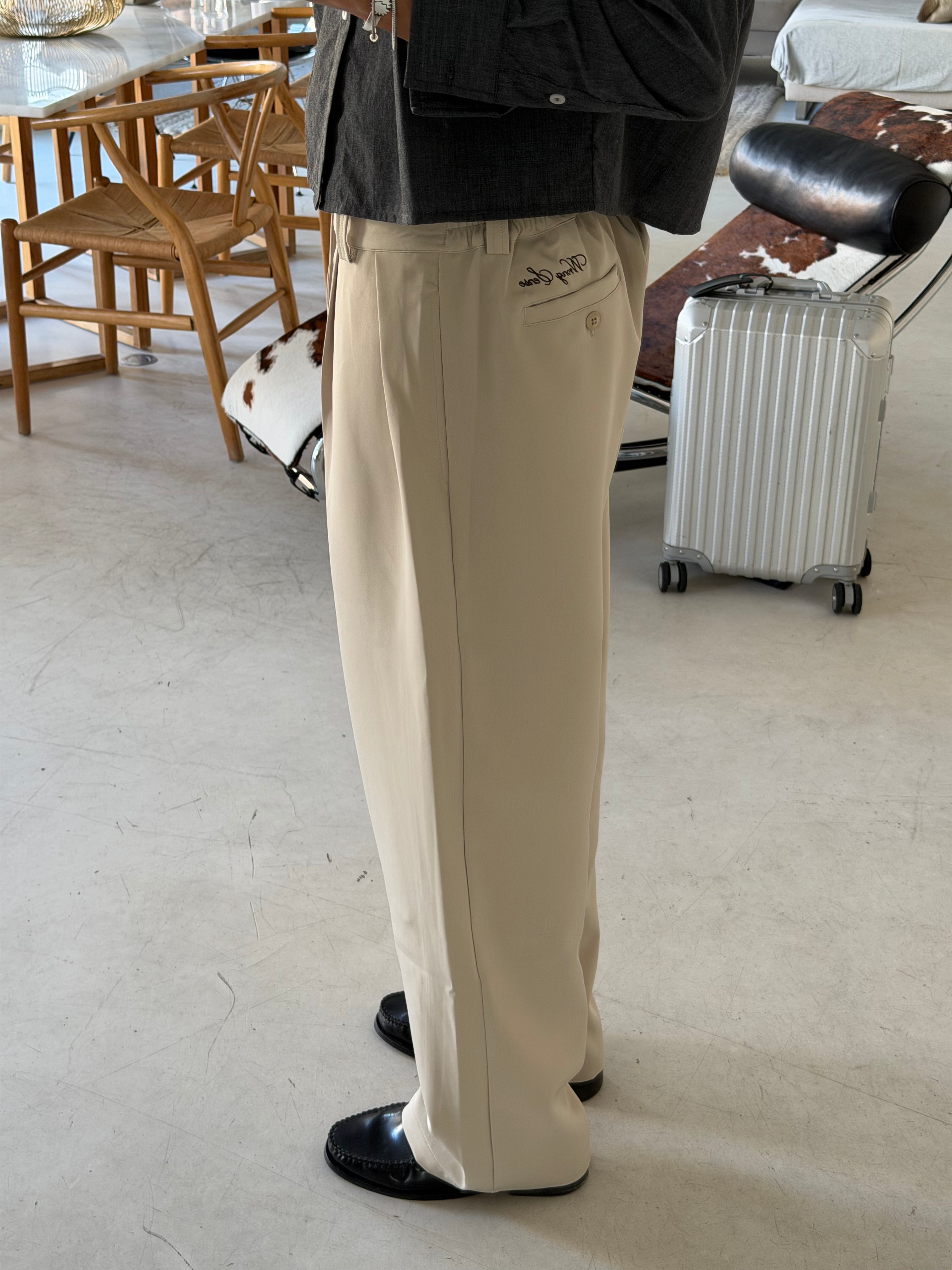 Beige Straight Tailored Pants