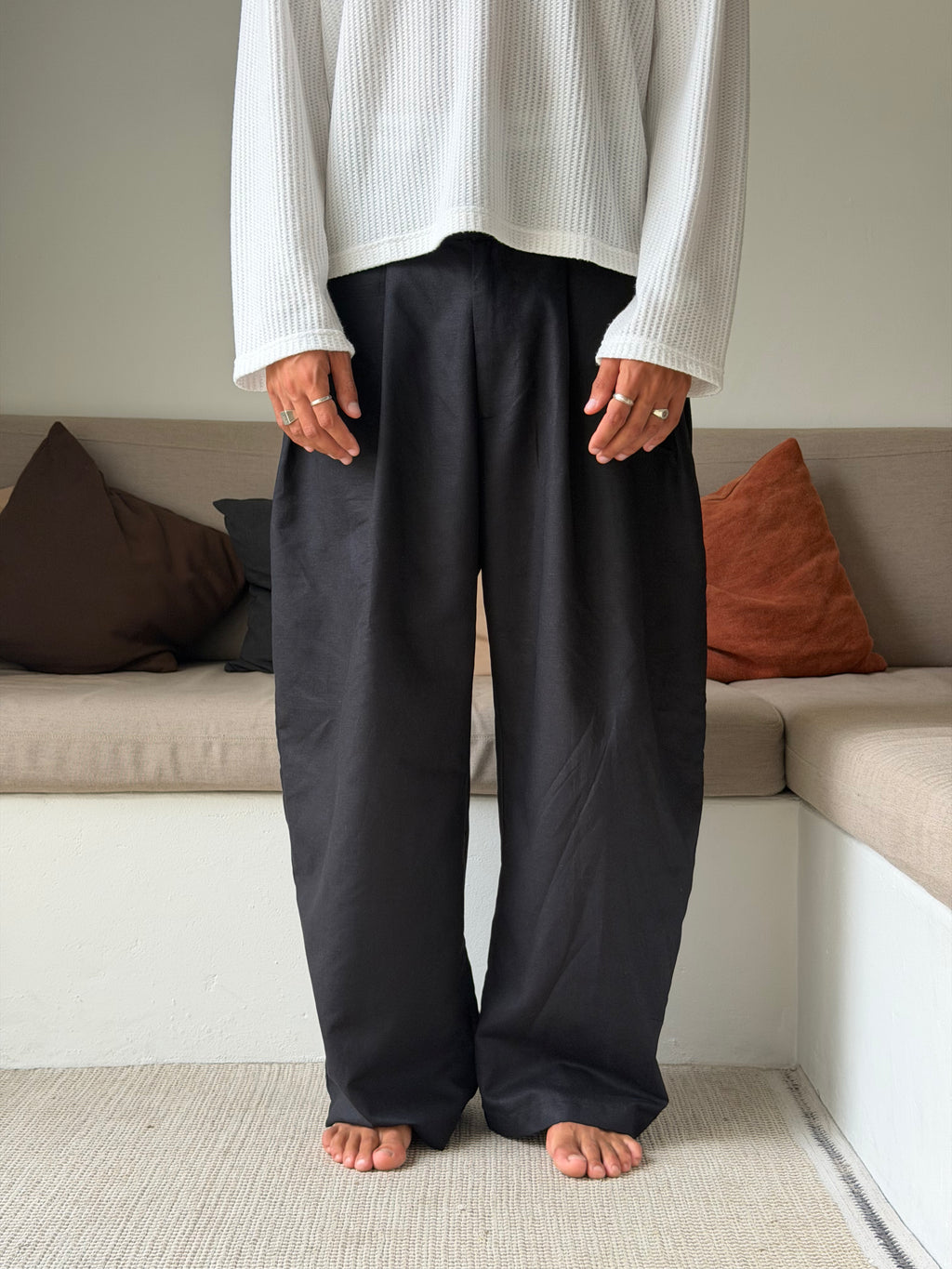 Essentials Black Linen Pants