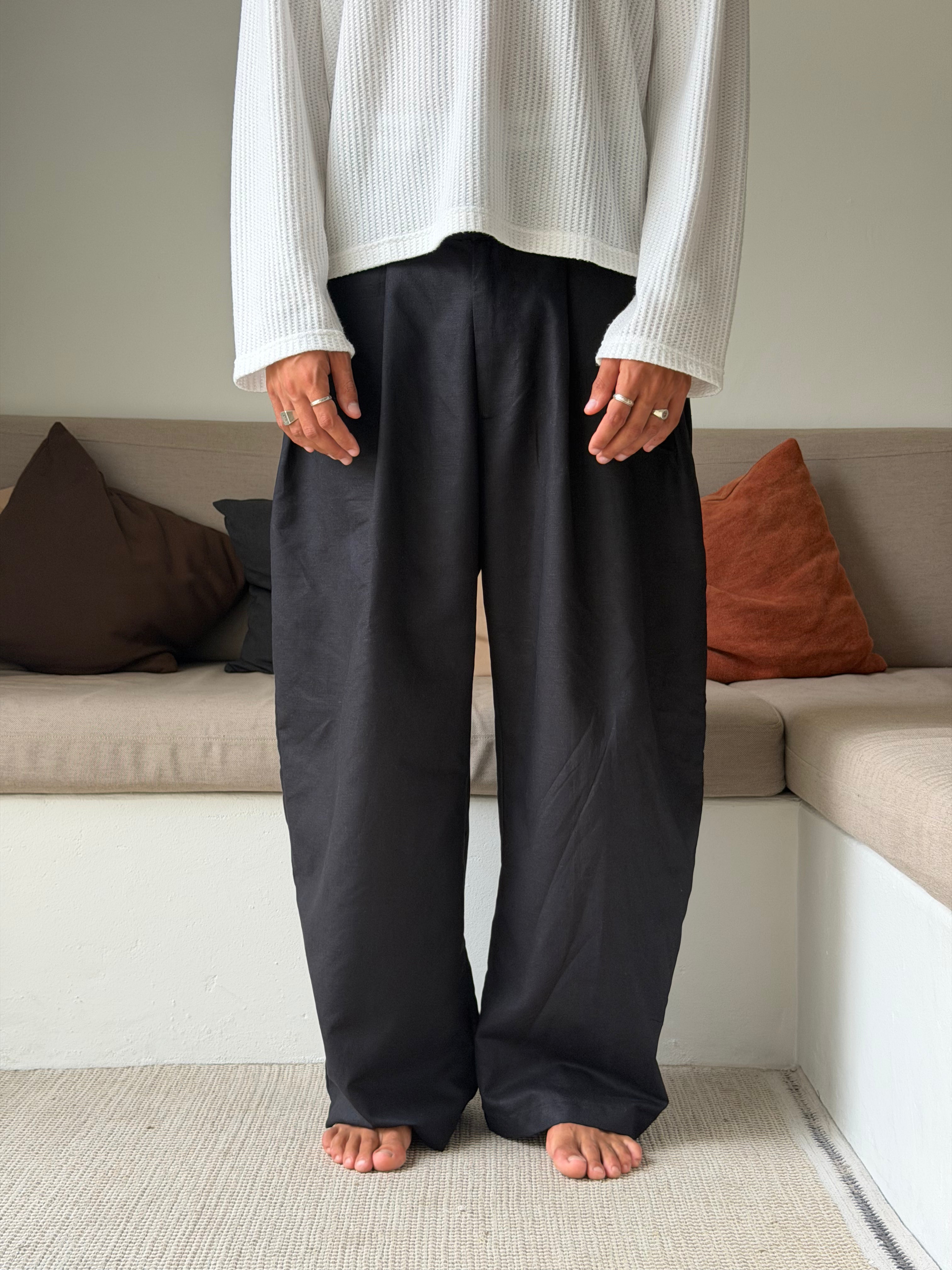Essentials Black Linen Pants