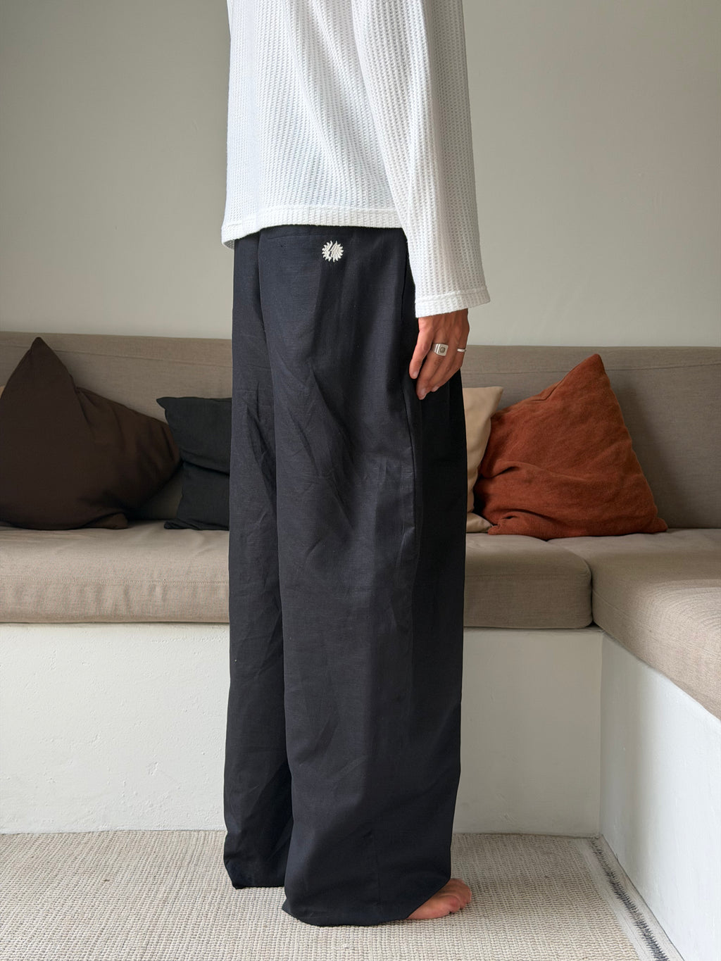 Essentials Black Linen Pants