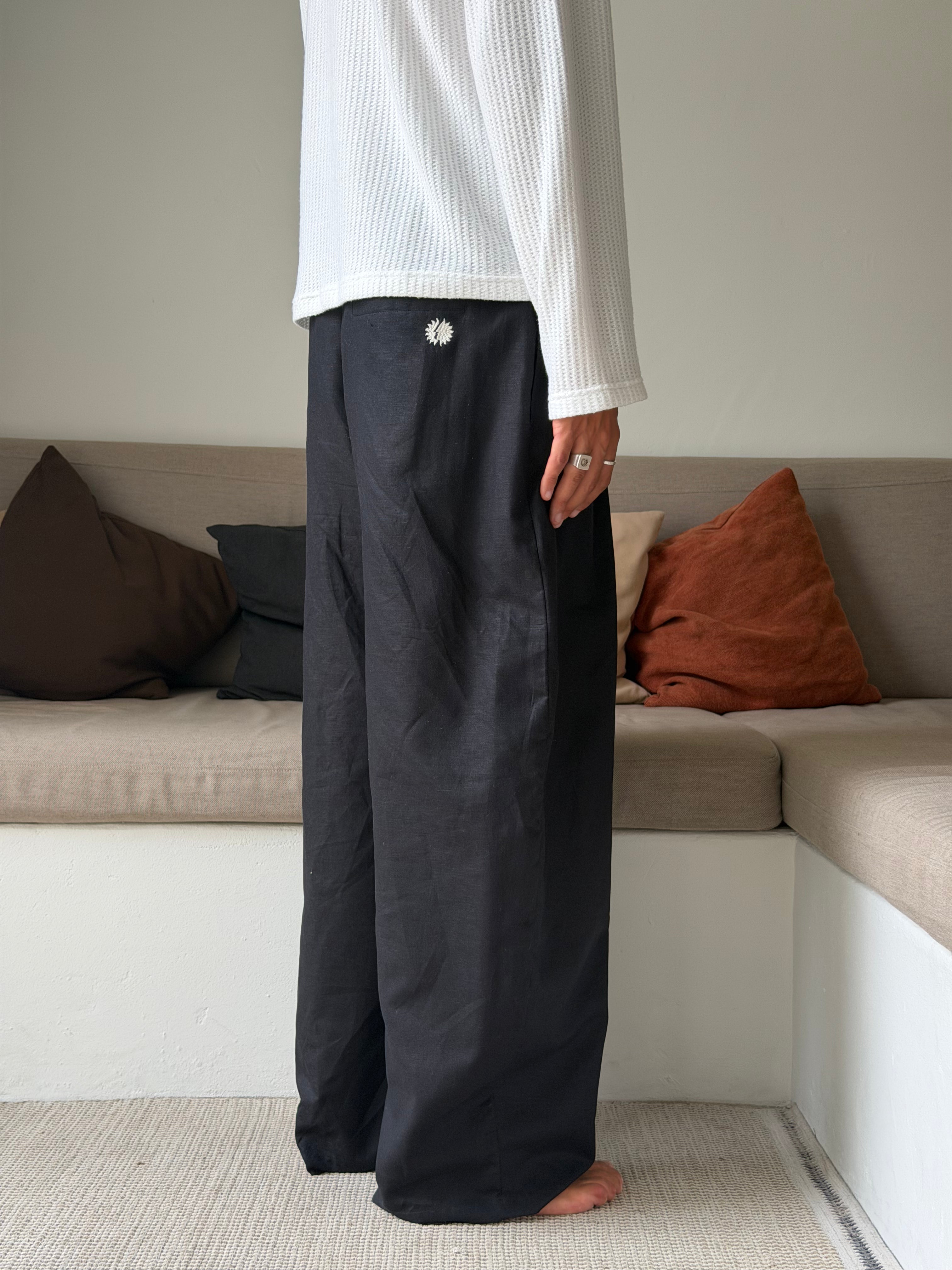 Essentials Black Linen Pants