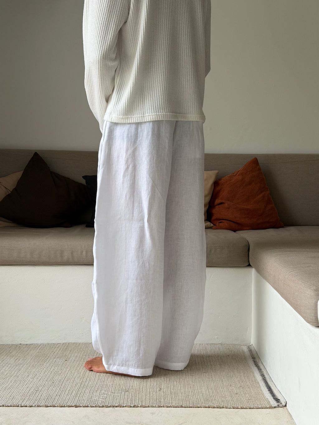 Essentials White Linen Pants