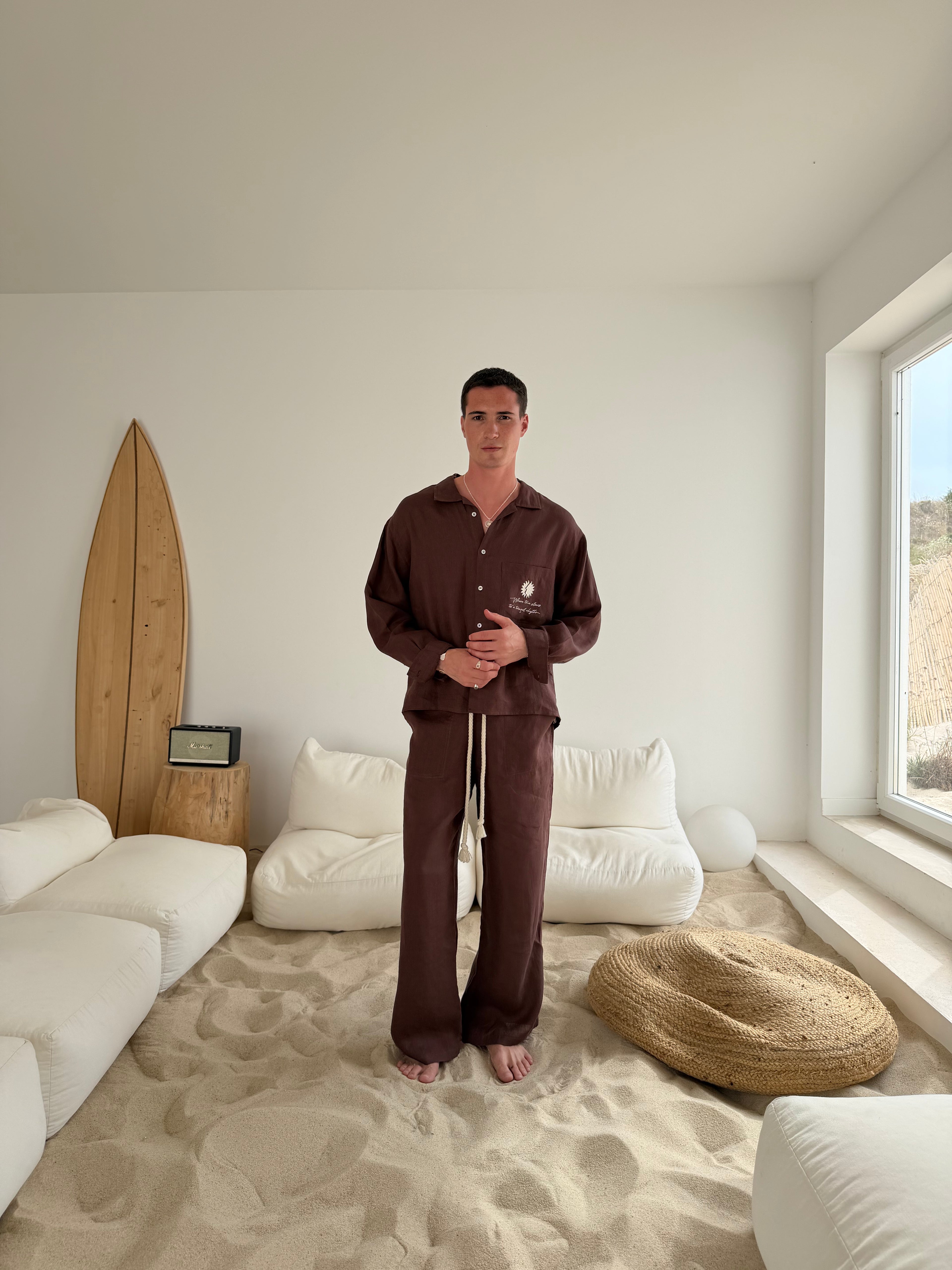 Mediterraneo Brown Linen Shirt