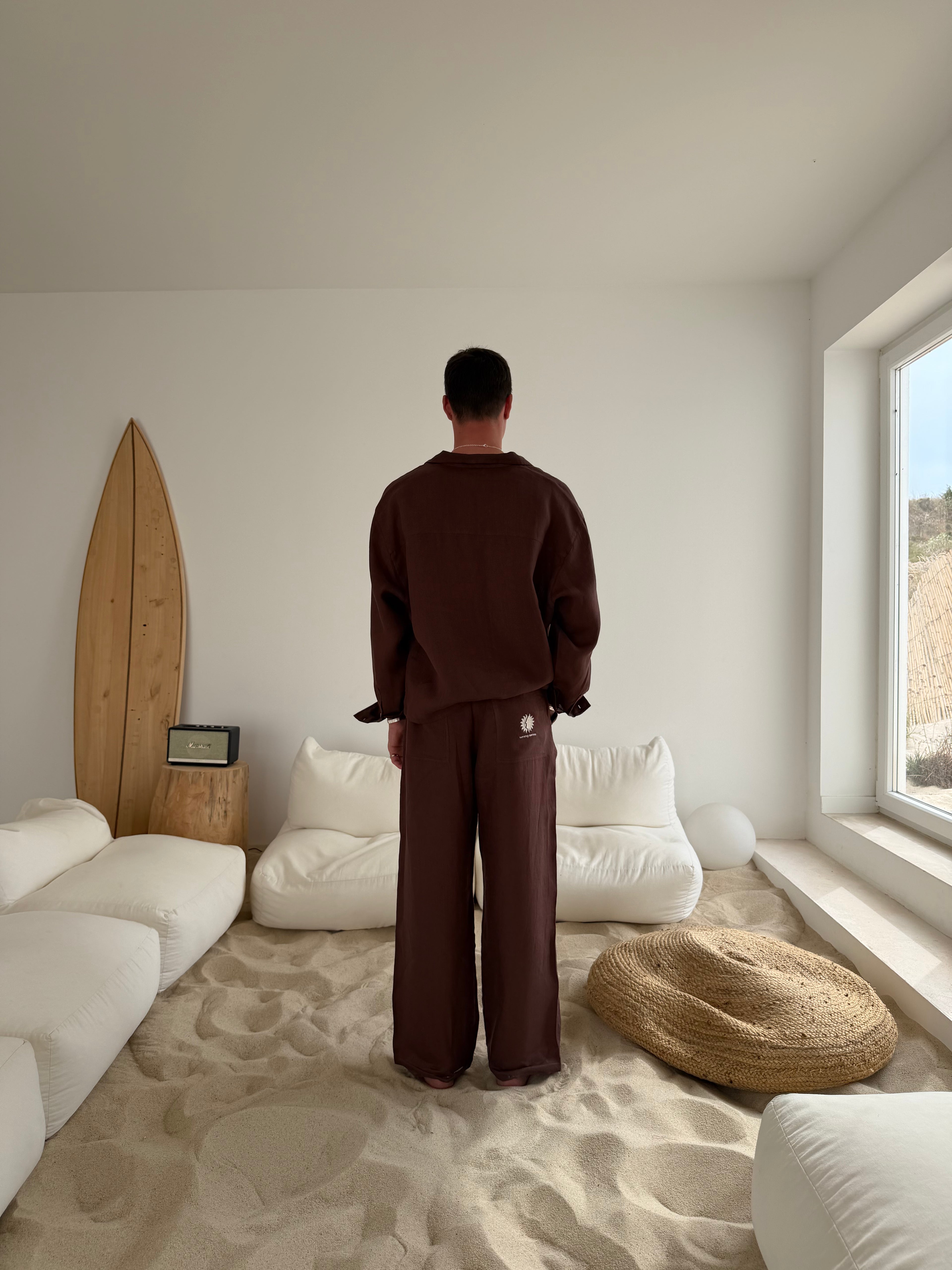 Mediterraneo Brown Linen Pants