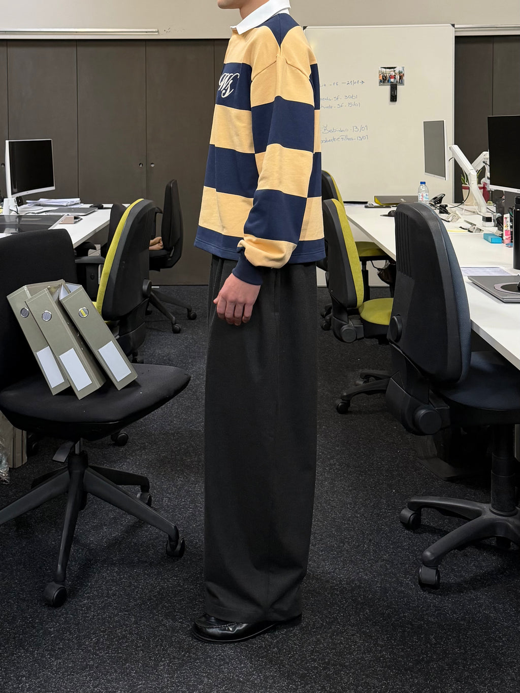 Office Yellow Striped Polo