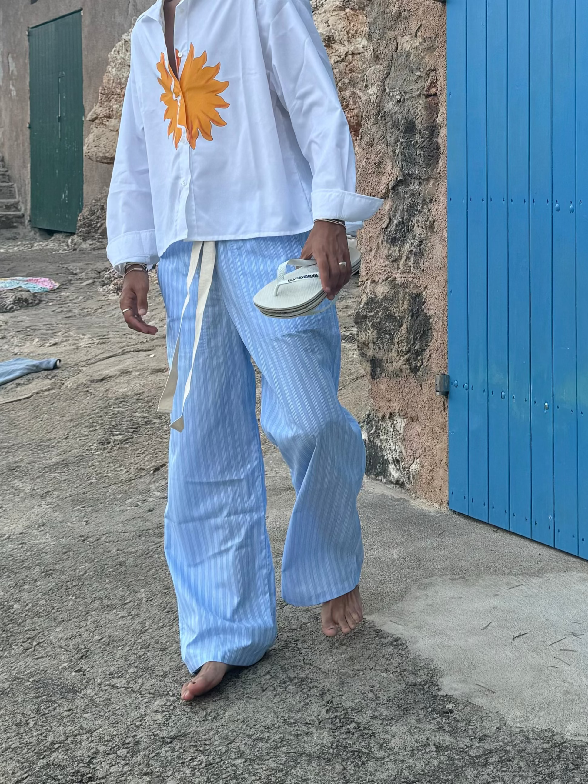 Sunny Baby Blue Striped Pants