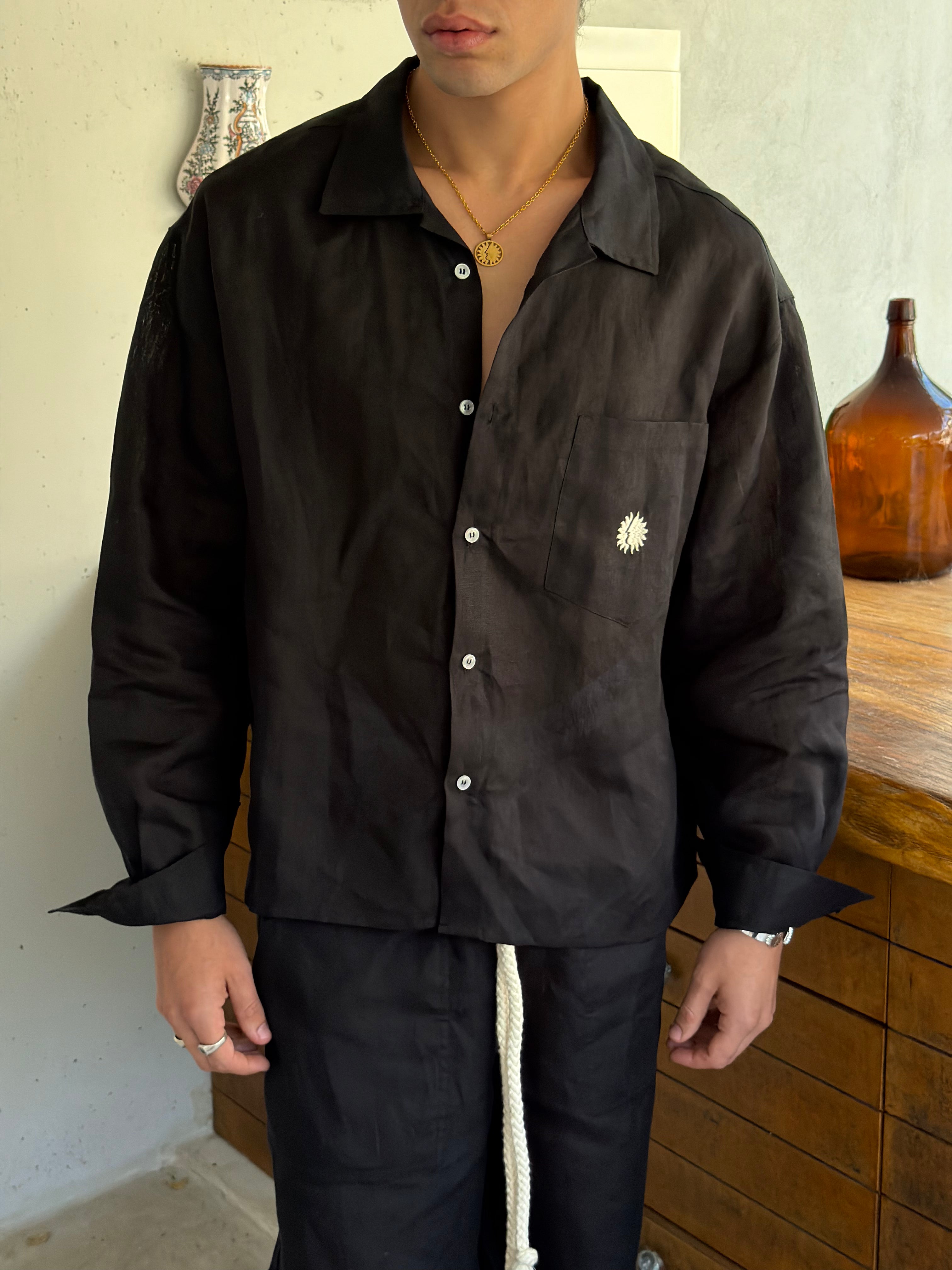 Black Neutrals Linen Shirt