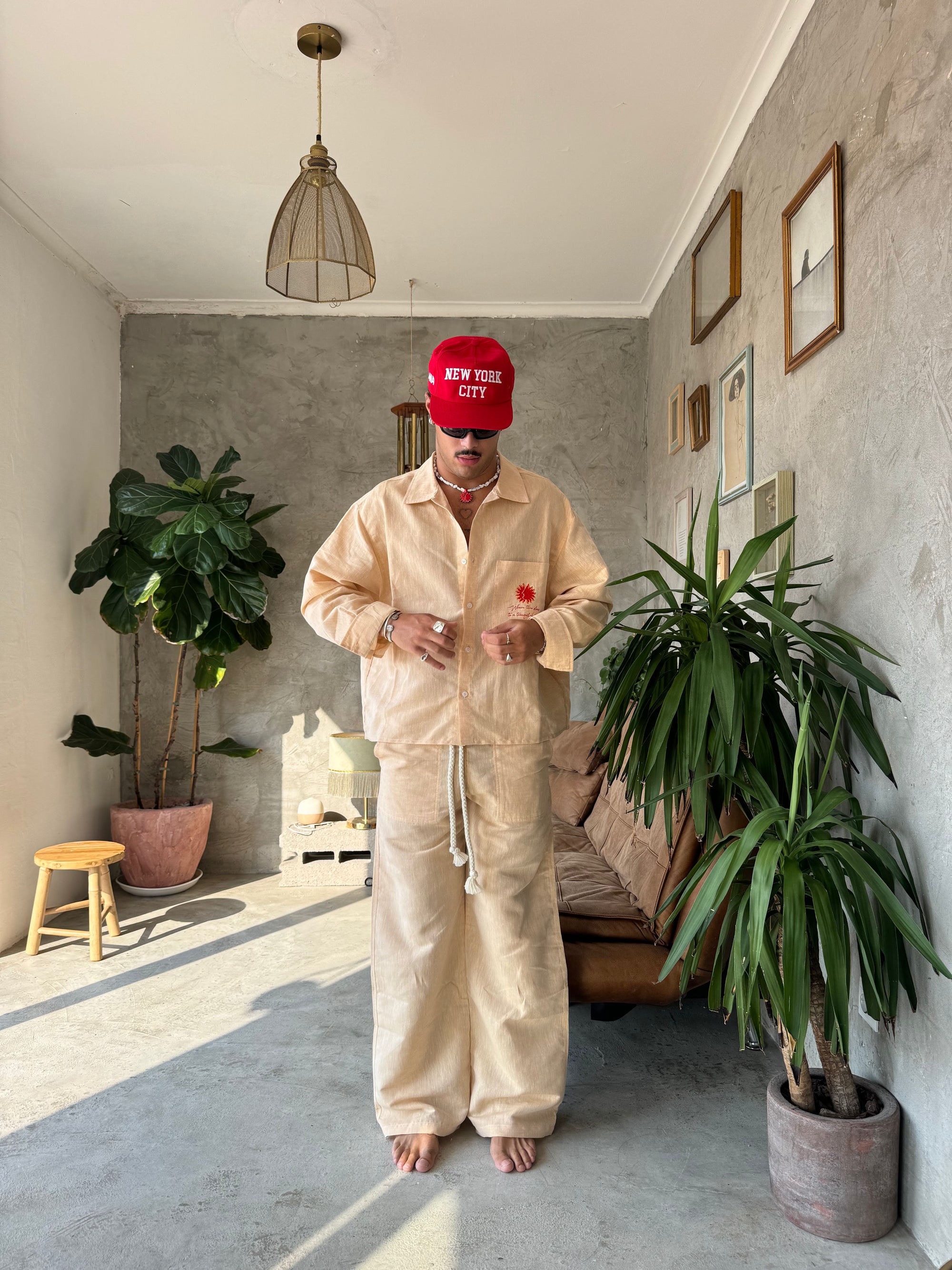 Salmon Linen Shirt